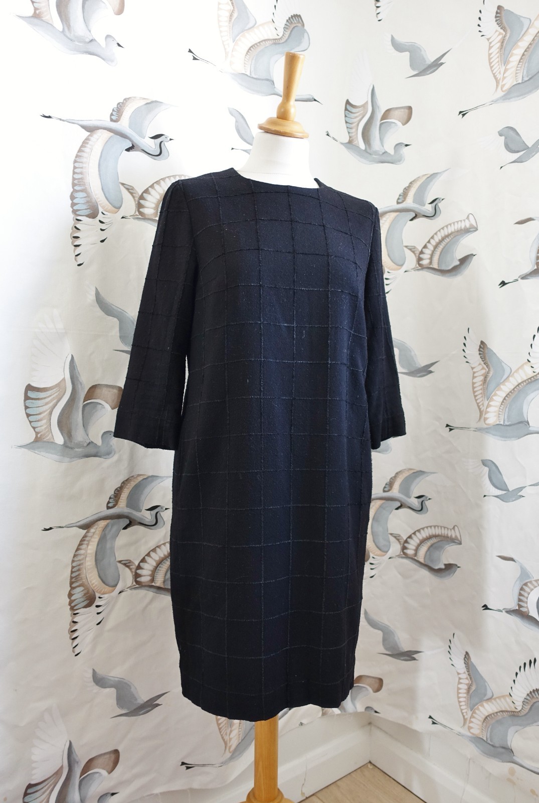 COS Black textured patterned pencil dress size 36 UK 8