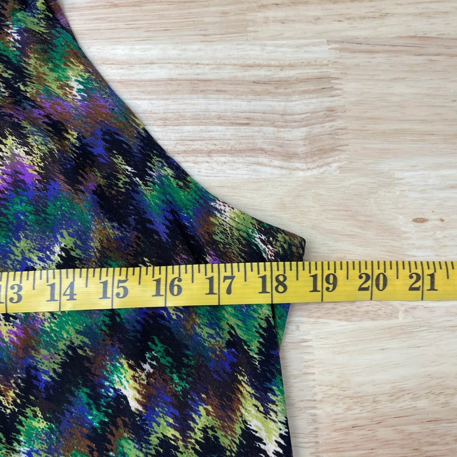 NY Collection Womens Halter Neck Zig Zag Ikat Print Midi Dress Green Purple L