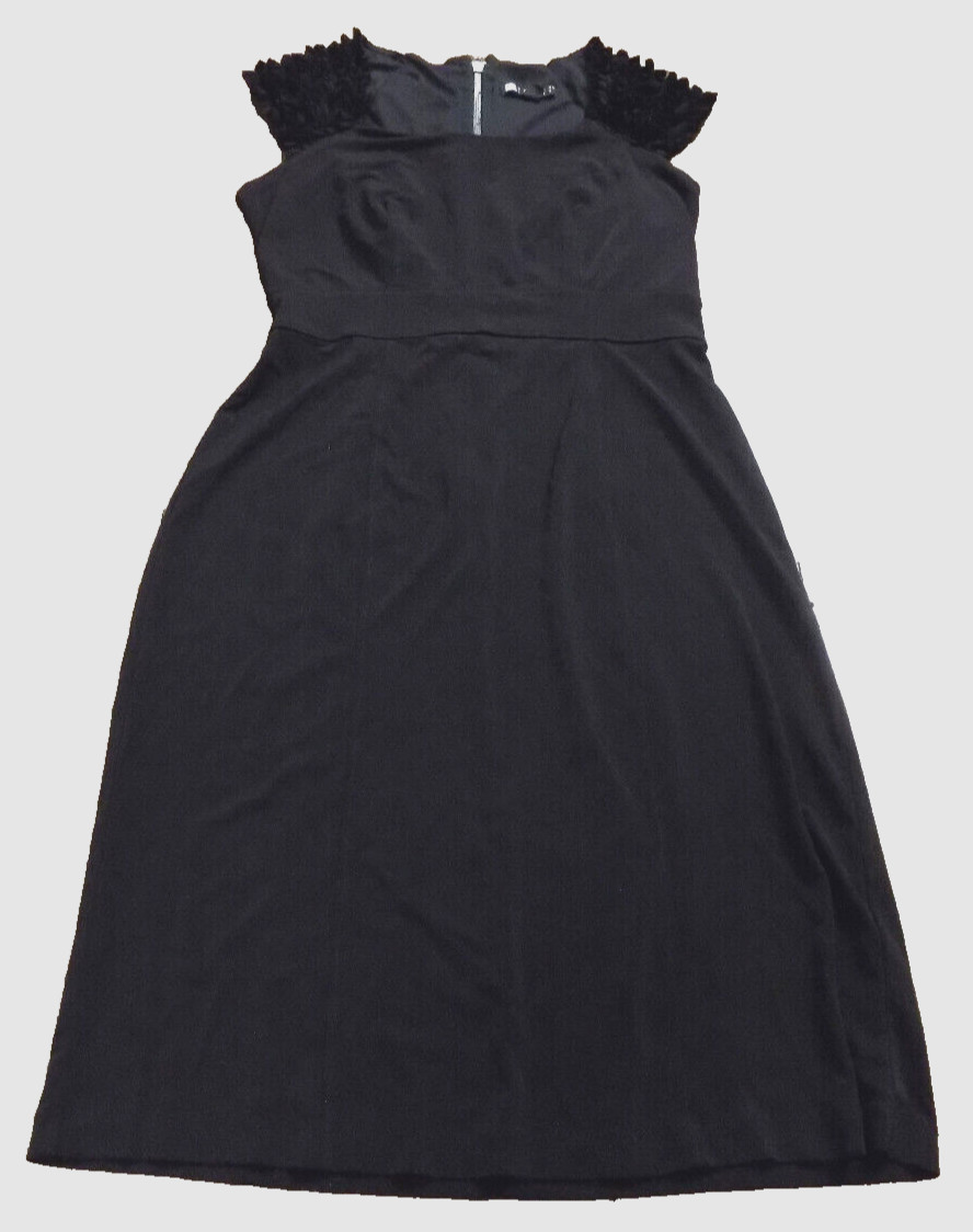 Carole Little Dress Black Ruffle Cap Sleeves Empire Waist Soft stretch fabric 4