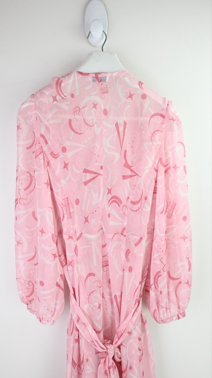 Scanlan Theodore 2 piece cross front silk long sleeve dress in blush size M/UK10