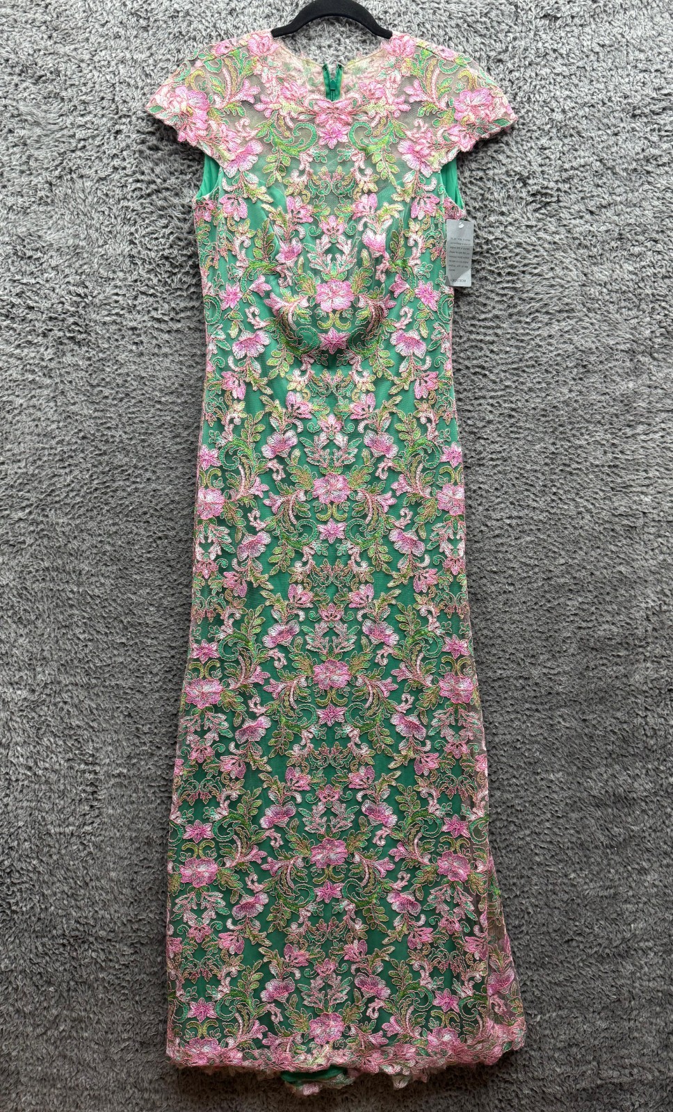 NWT Tadashi Shoji Floral Embroidered Miho Garden Gown Petal Jade Womens Size 8