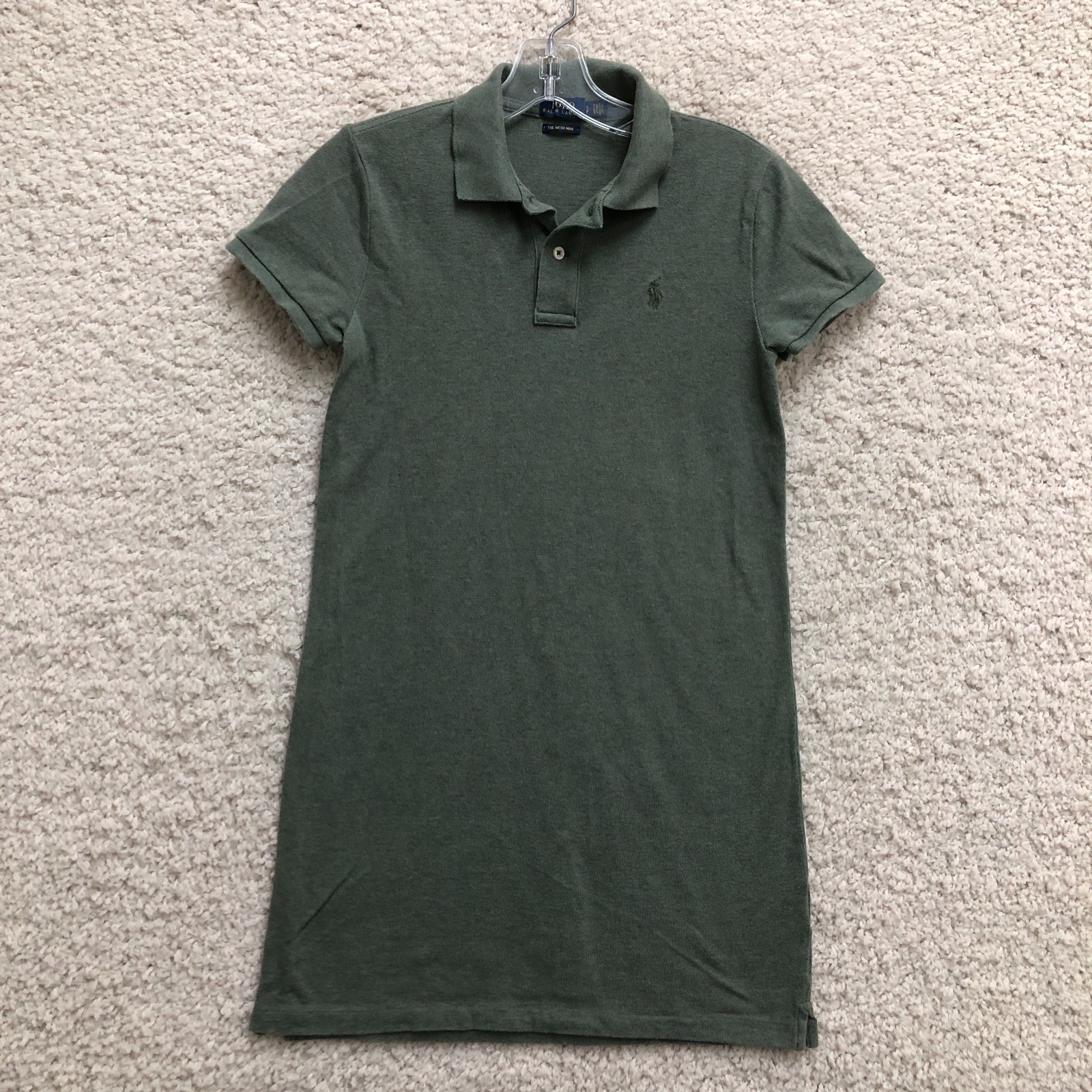 Polo Ralph Lauren Dress Small Adult Green The Mesh Mini Shift Pony Casual Womens