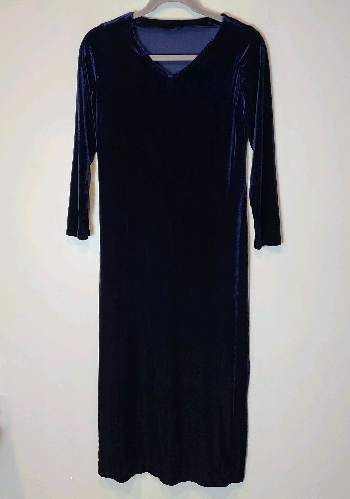 Vtg Ren Faire Velvet Maxi Dress Sz XL Jewel Blue Dark Fairy Grunge Whimsigoth