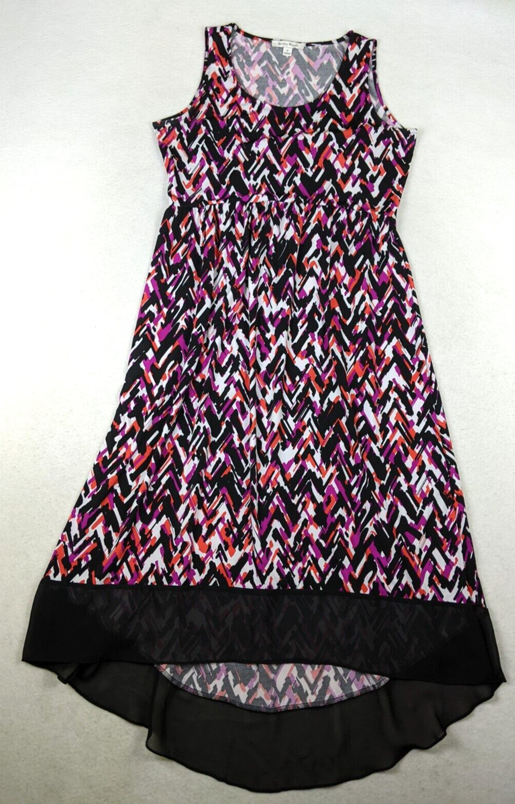 STUDIO WORKS – WOMEN’S BLACK PURPLE PRINT HIGH-LOW MAXI DRESS – SIZE M