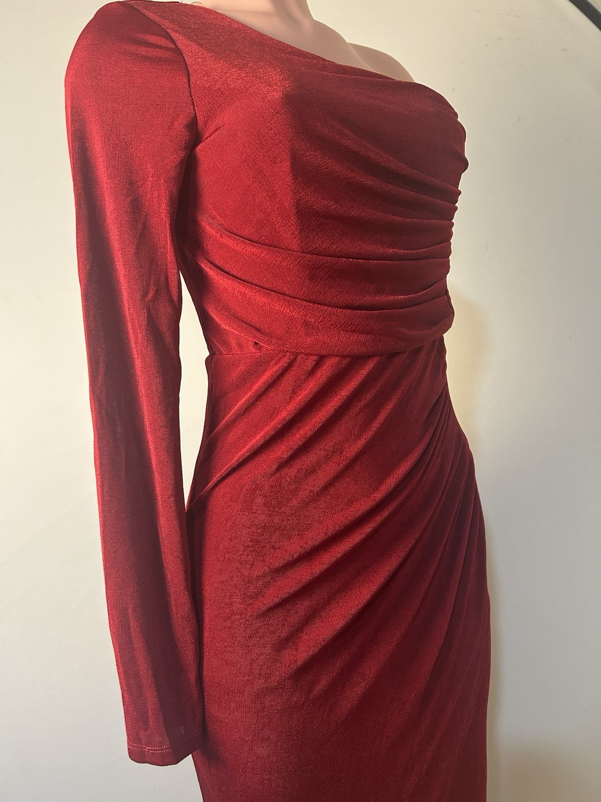 Fiestar Women’s One Shoulder Ruched Formal Maxi Party Dress Size Large