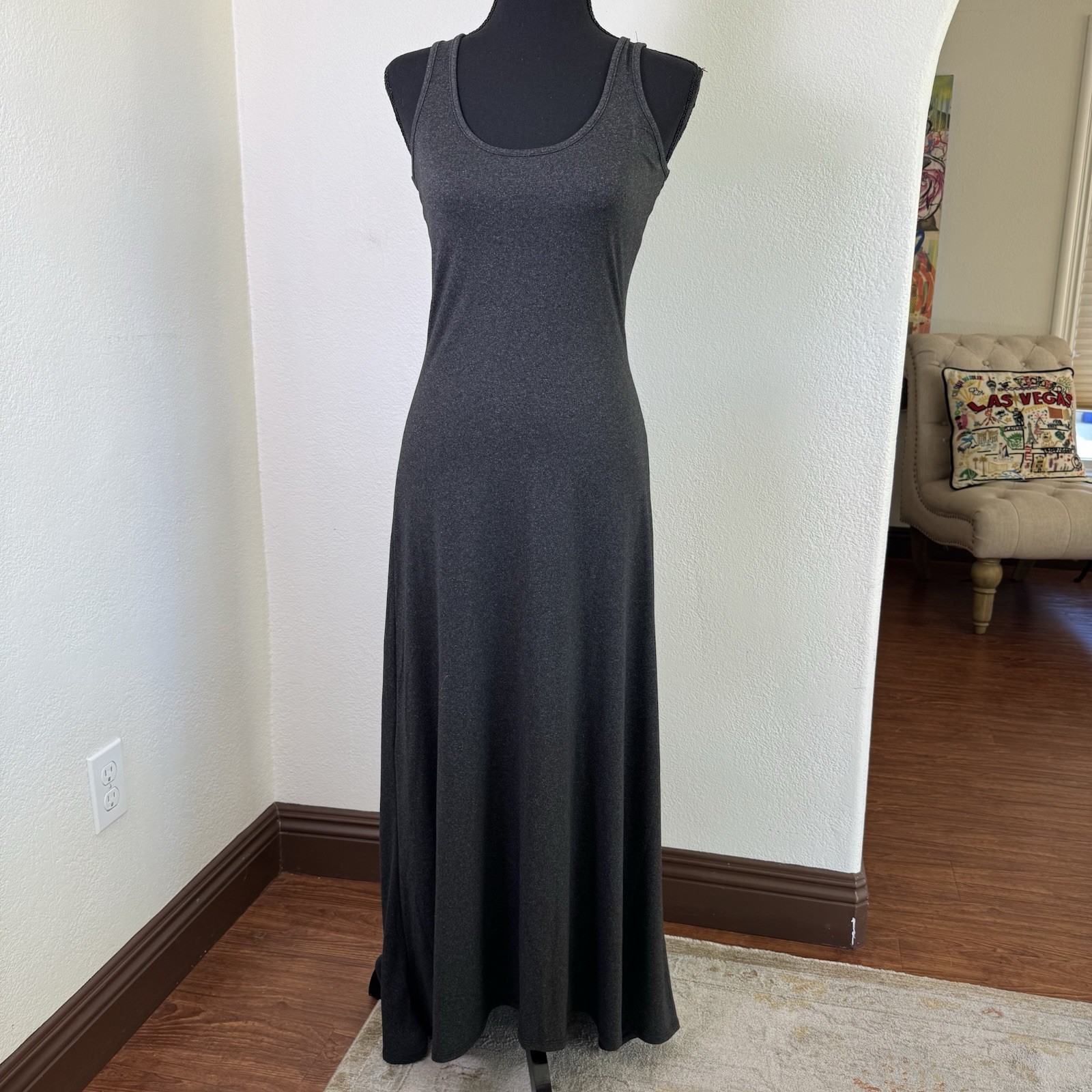 Doubleju Jersey Racerback Tank Dress Gray Womens Size S Scoop Neck
