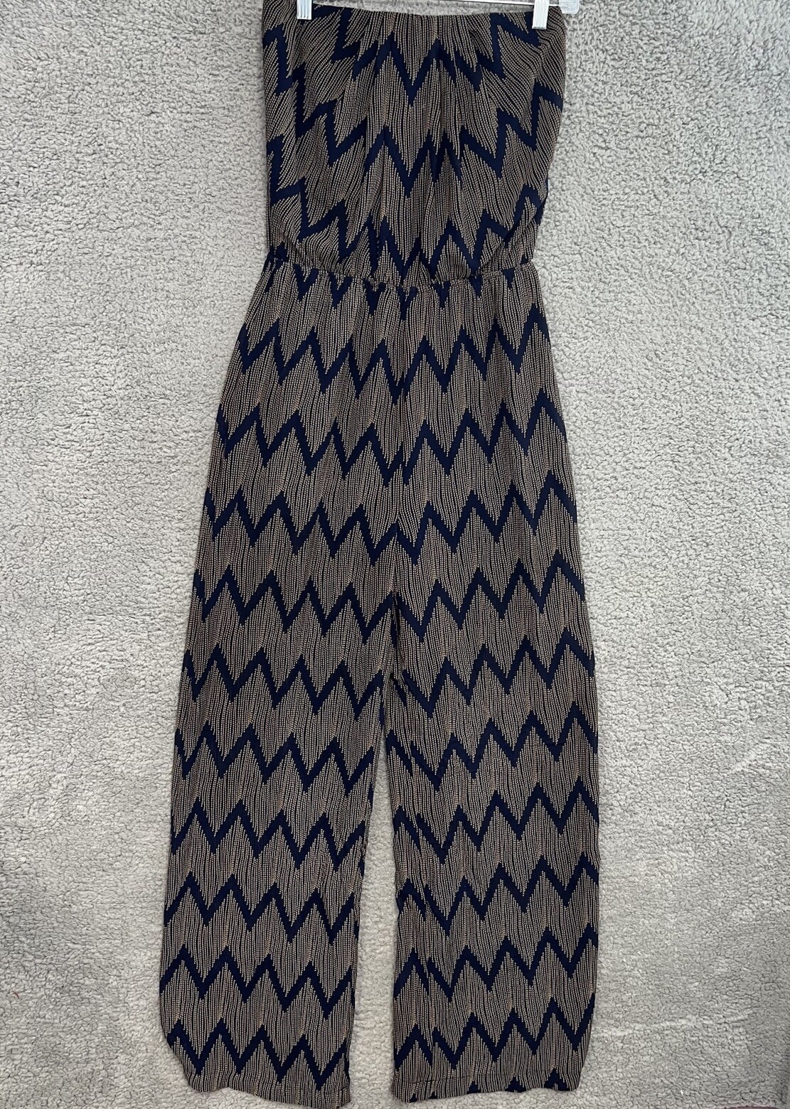 Ya Los Angeles Jumper Women’s M Blue Geometric Strapless Wide Leg Cottagecore