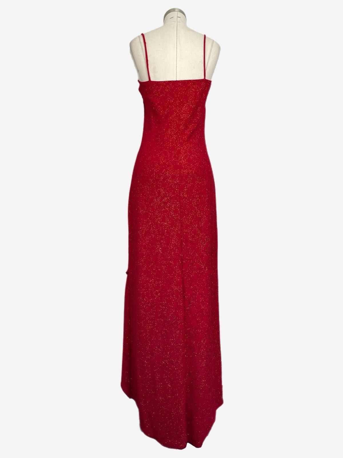 Vintage Y2K Hyphen NWT Red swirl glitter asymmetric stretch slip midi dress M/L