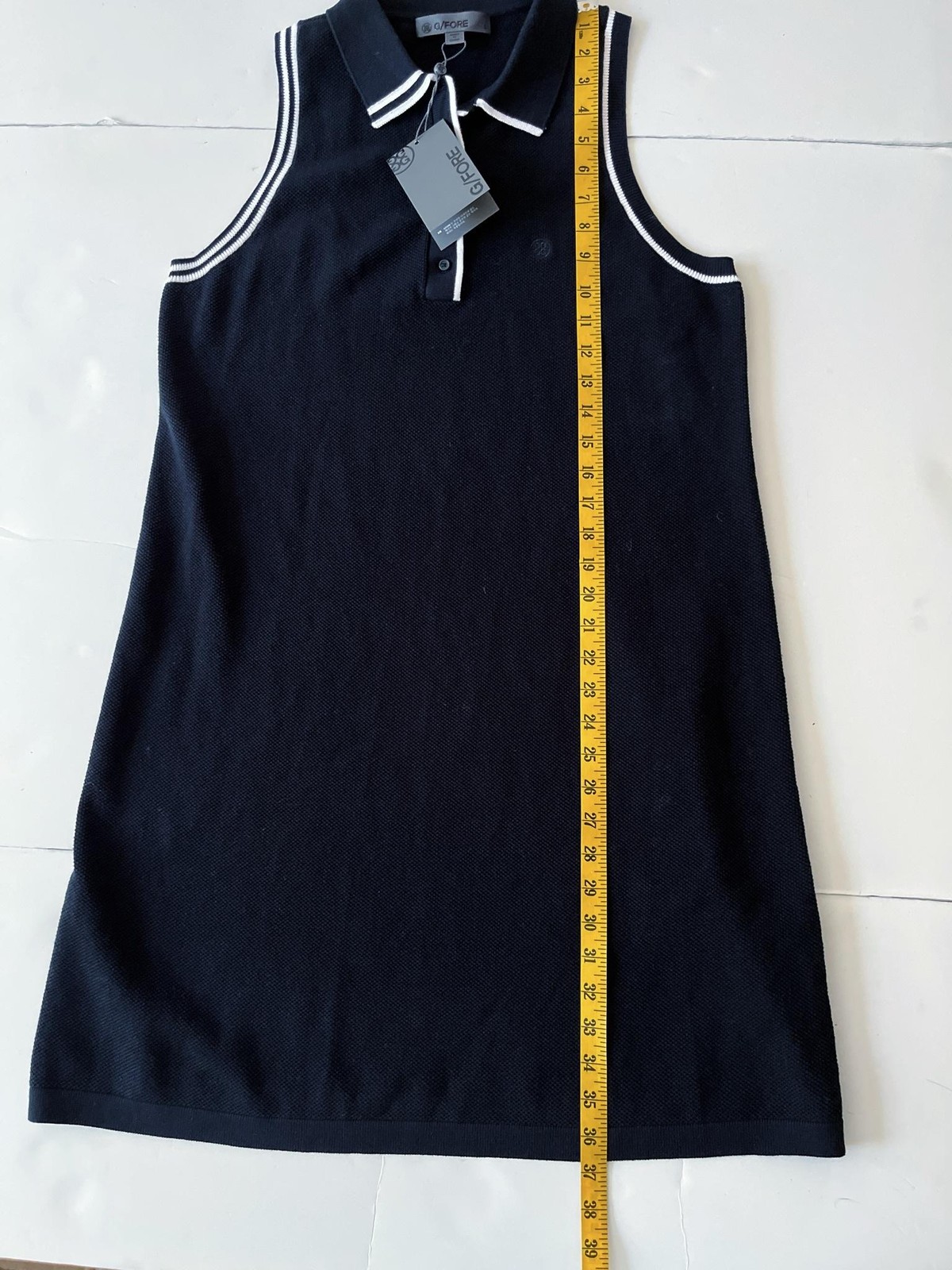 G/FORE Dress Womens L Black Collared Knit Sleeveless Polo Golf Shift Cotton NWT