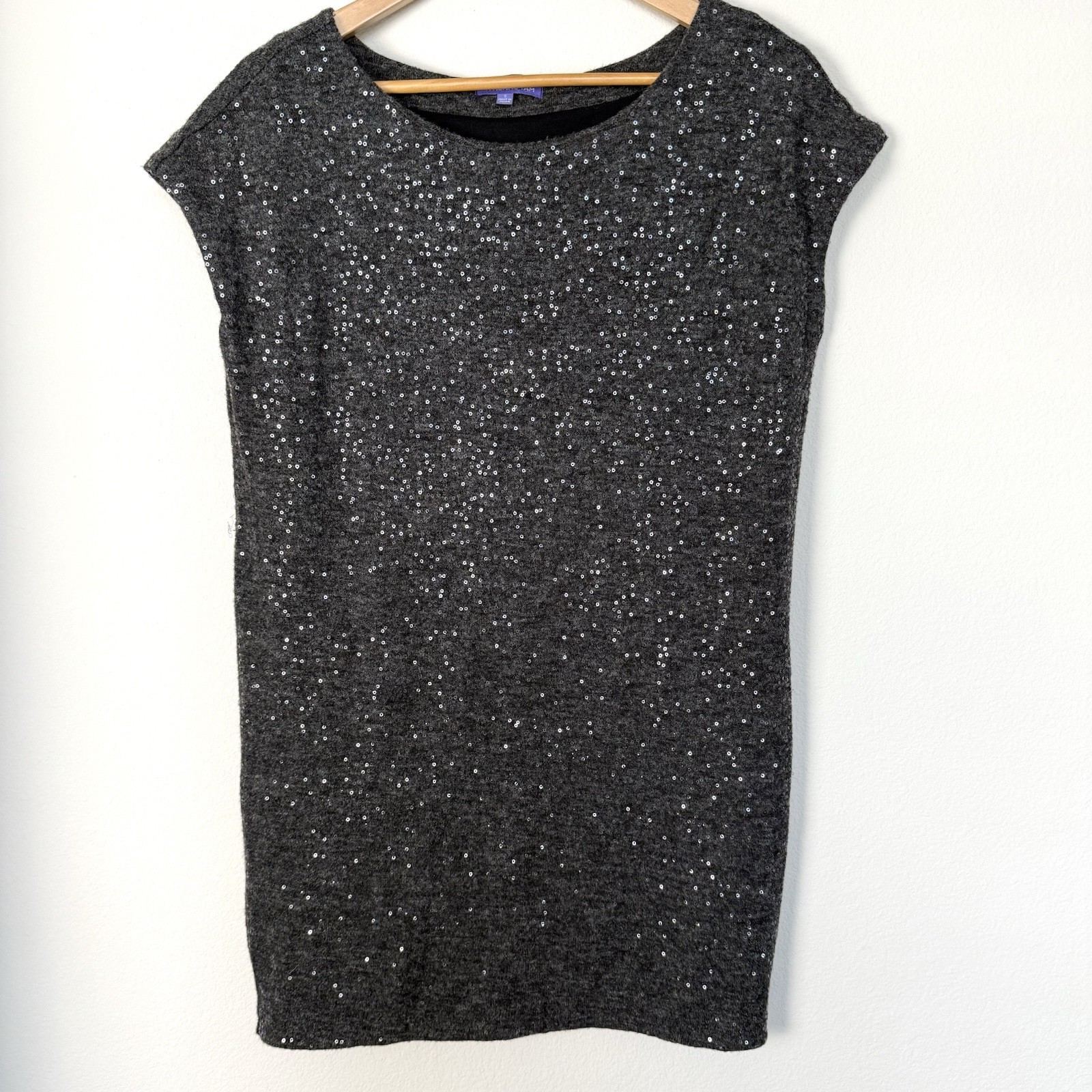 Vivienne Tam Sequin Knit Mini Dress Gray Womens Size Small Party Gala Sparkle