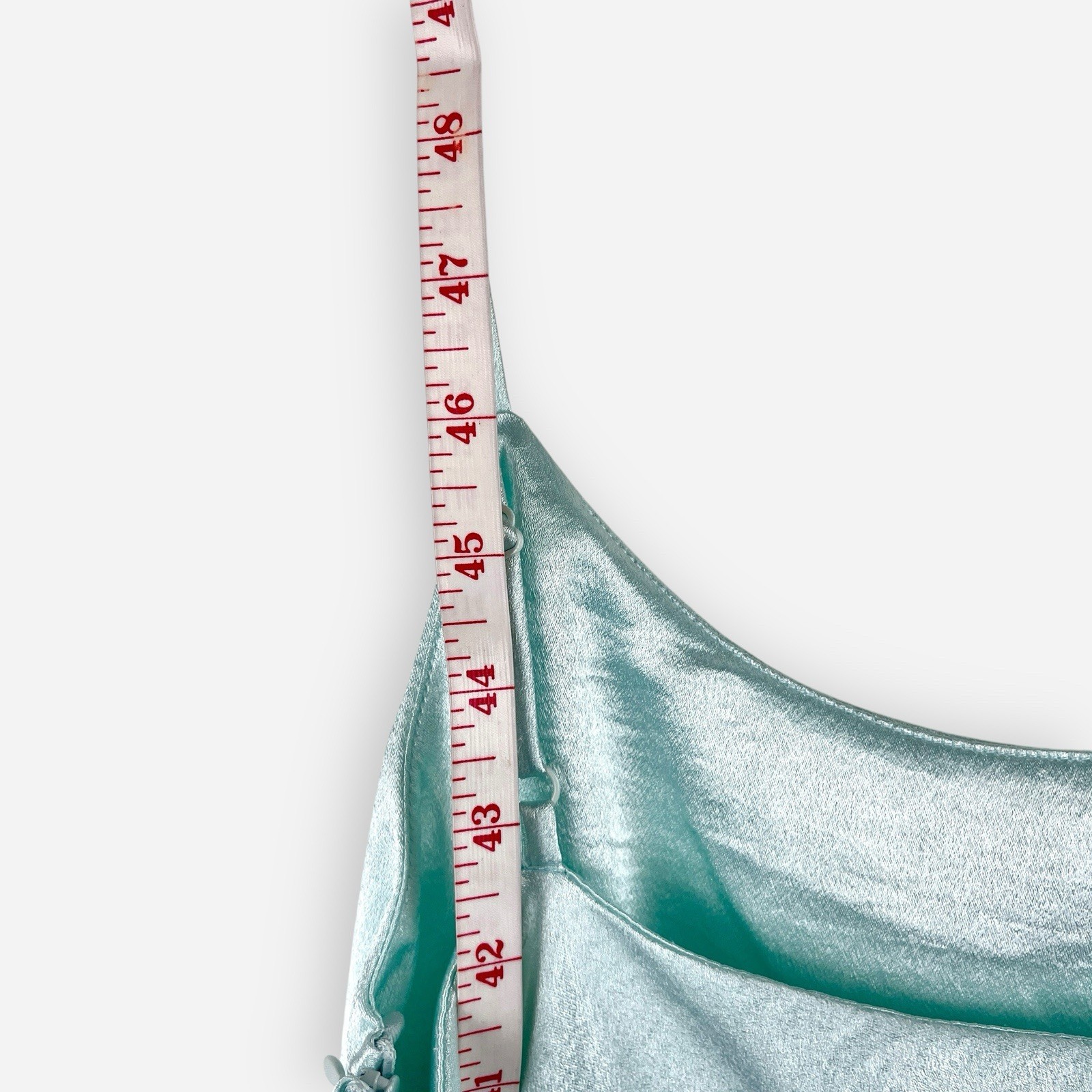Double Zero Mint Green Slip Dress Long Medium Satin Bias Cut Spaghetti Straps