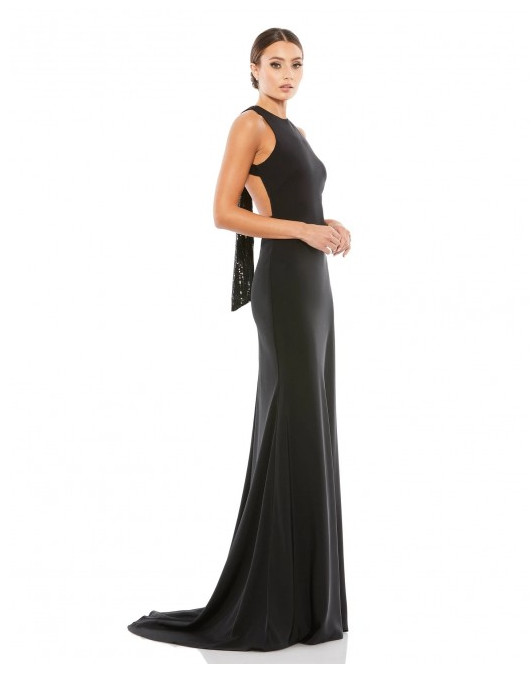 MAC DUGGAL 26262I EXPOSED BACK SEQUIN BOW BLACK GOWN sz 6