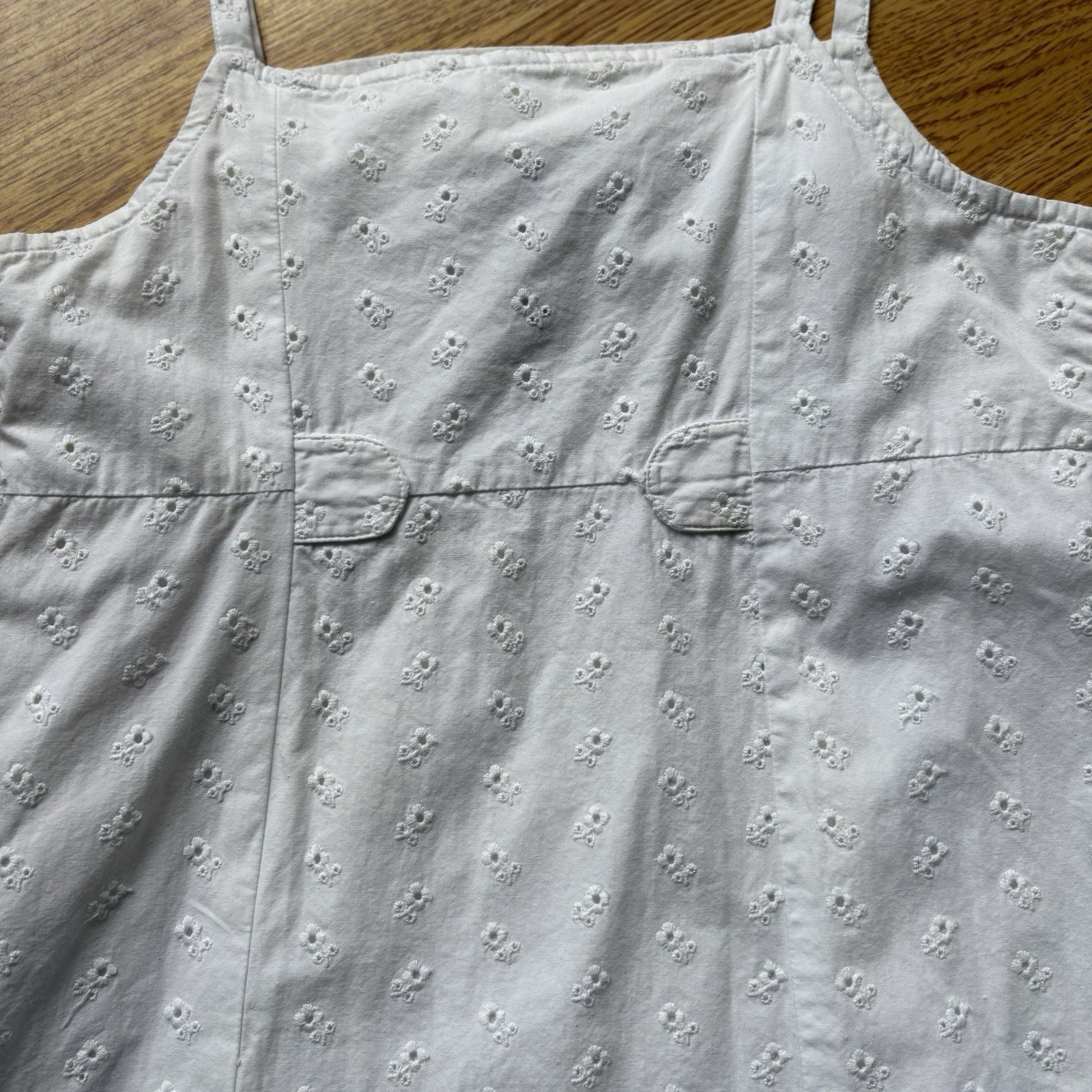 American Eagle Vtg White Eyelet Shift Sundress Summer Cotton Cottagecore Sz 0
