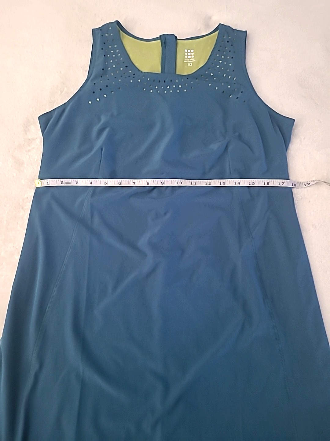 Title Nine Athletic Tank Dress US 10 Blue Stretch Travel Sporty Activewear Zip