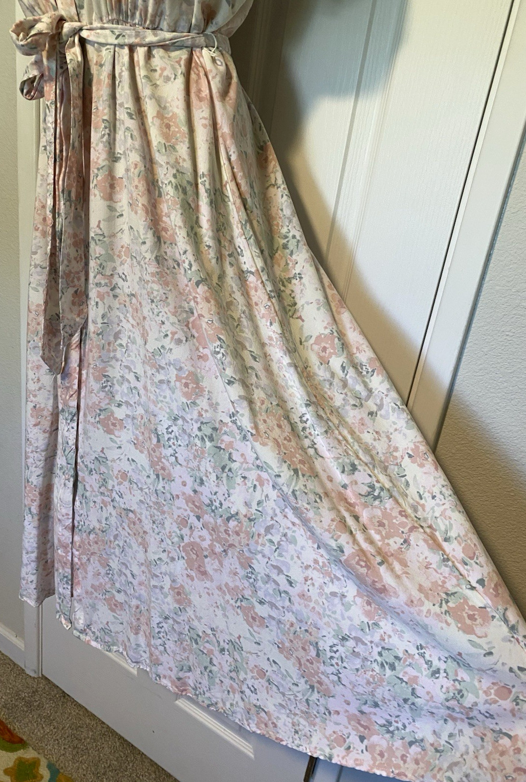 H&M PASTEL FLORAL BUTTON DOWN DAYDRESS ~ HUGE SWEEP SKIRT SZ S