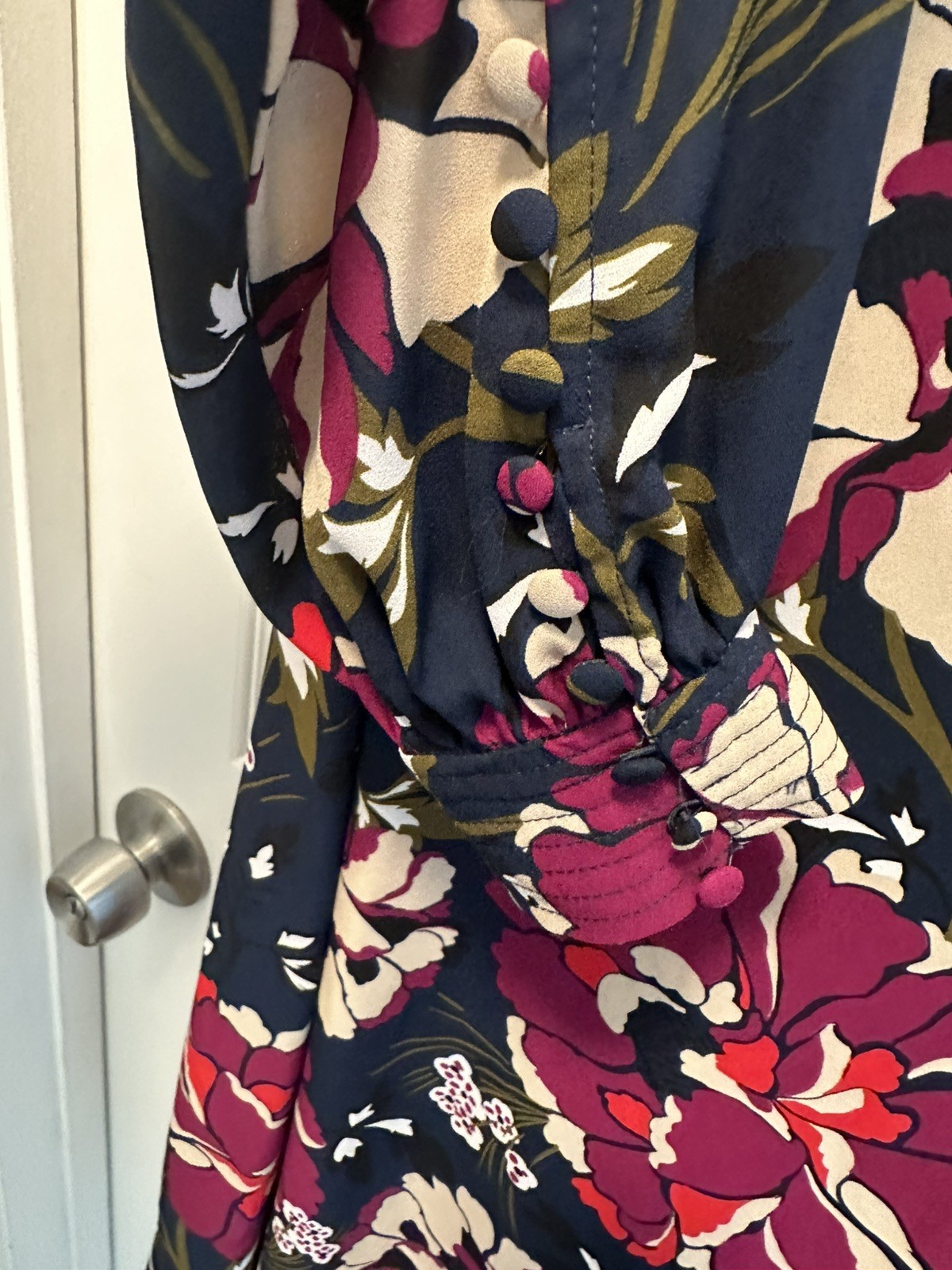 Tommy Hilfiger Womens Blue Floral Print Chiffon Long Sleeve A-Line Dress 10
