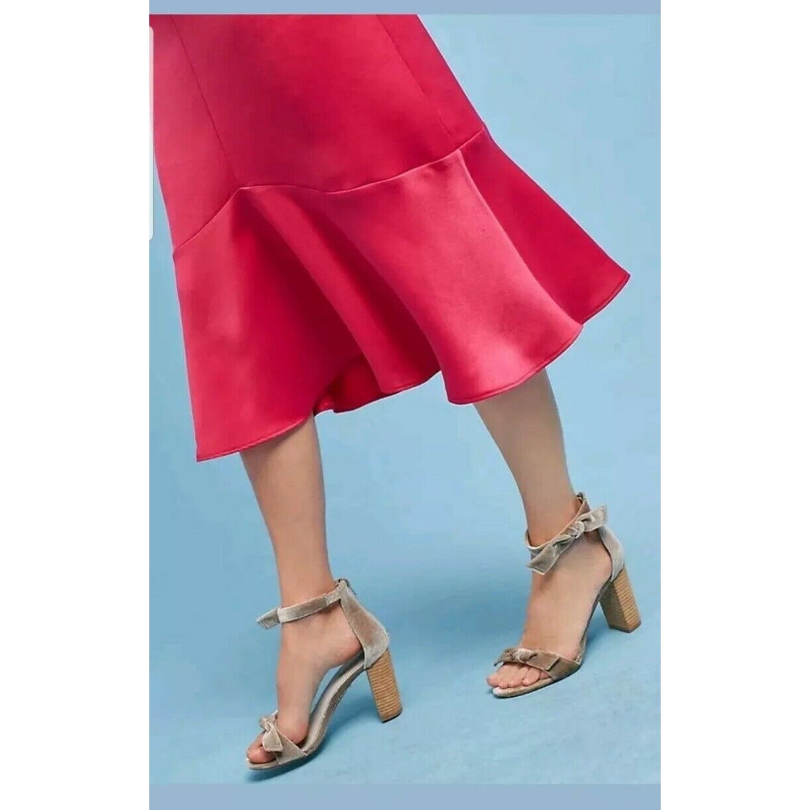New Anthropologie x Seen Work Kept Satin Open Shoulder Midi Dress $168 Size 6