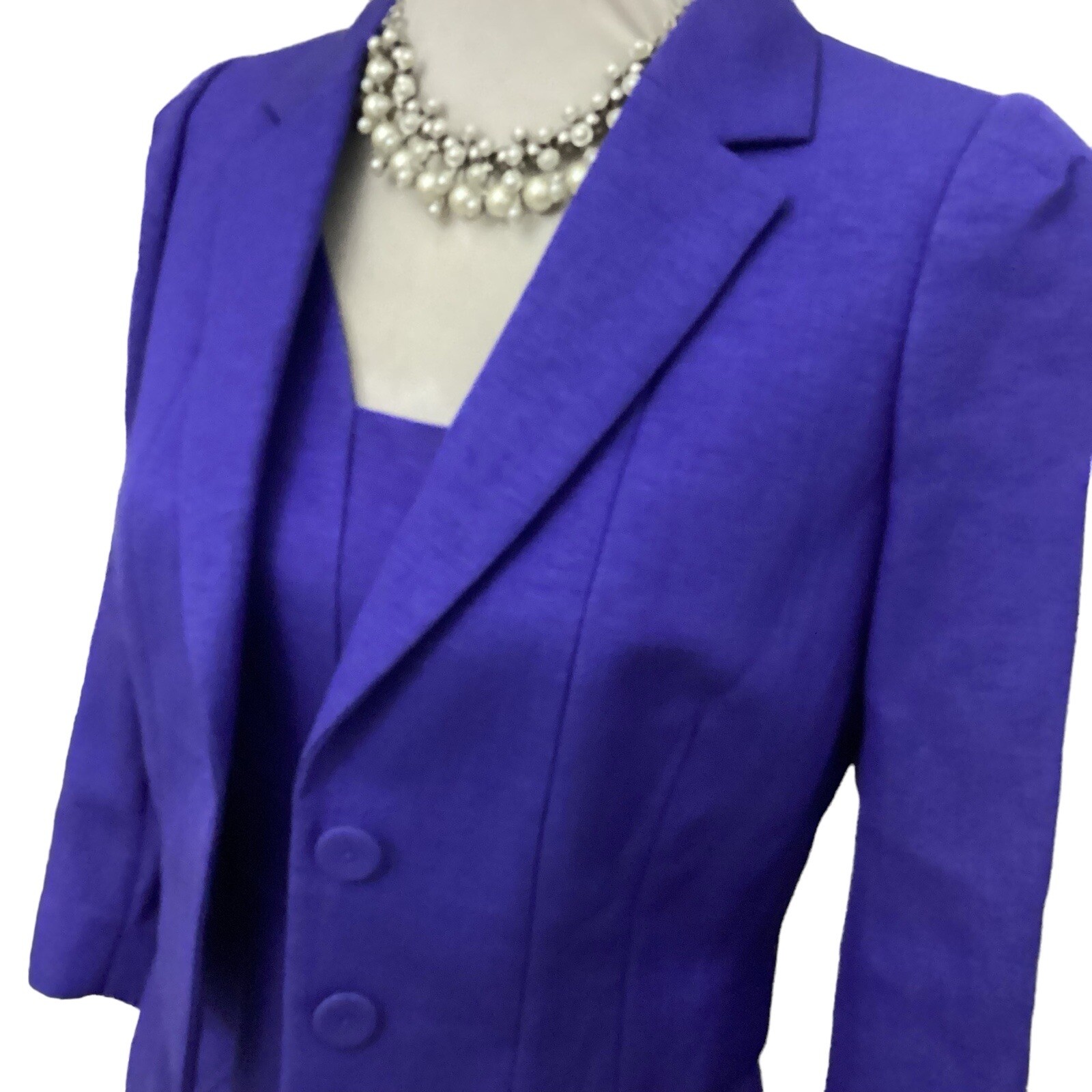 Hobbs Blue Cotton Dress Size 10 + Jacket Size 10 Short 39” Ec Away 30.4