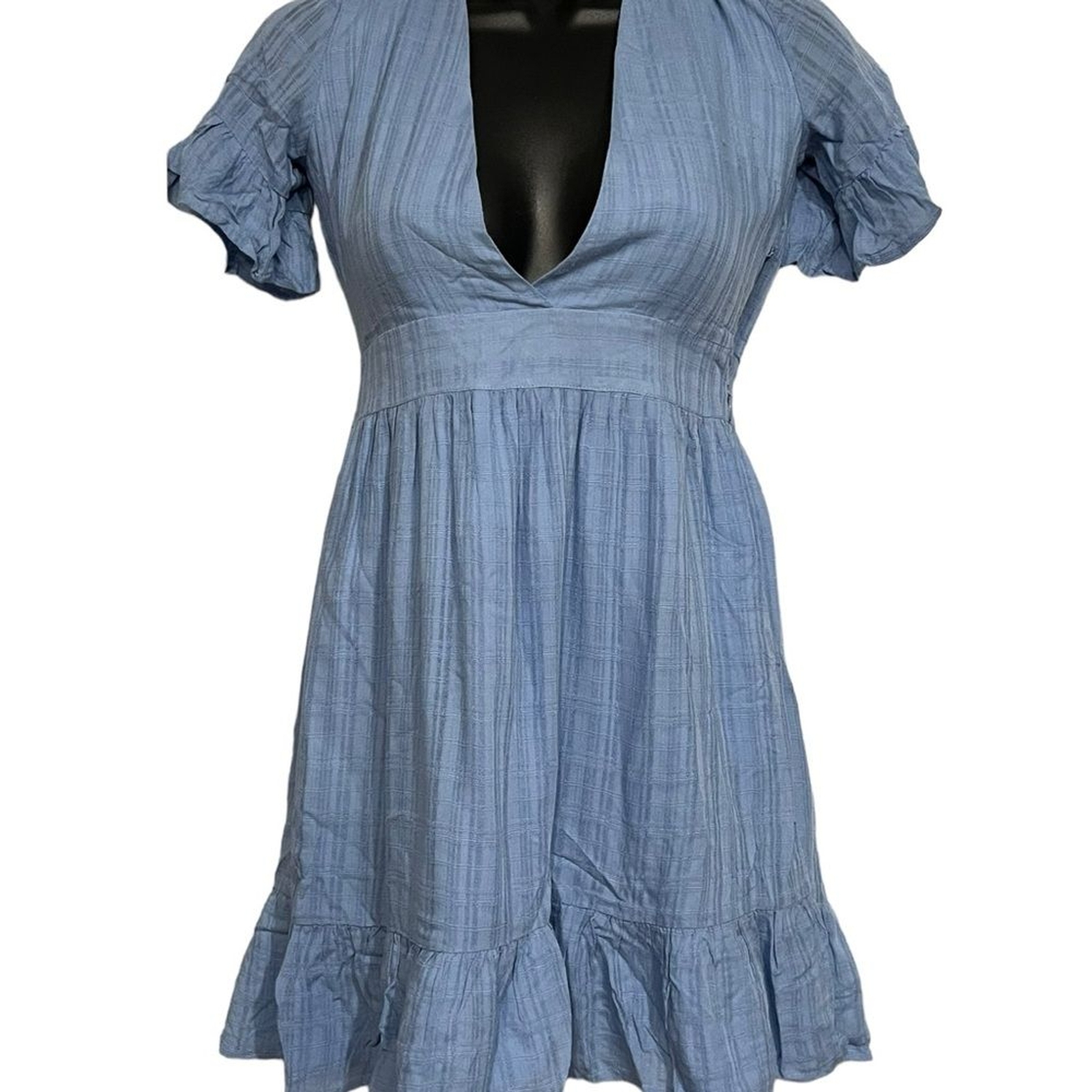 REVOLVE-Privacy Please Doheny Mini Blue Short Sleeve V- neck Dress XS