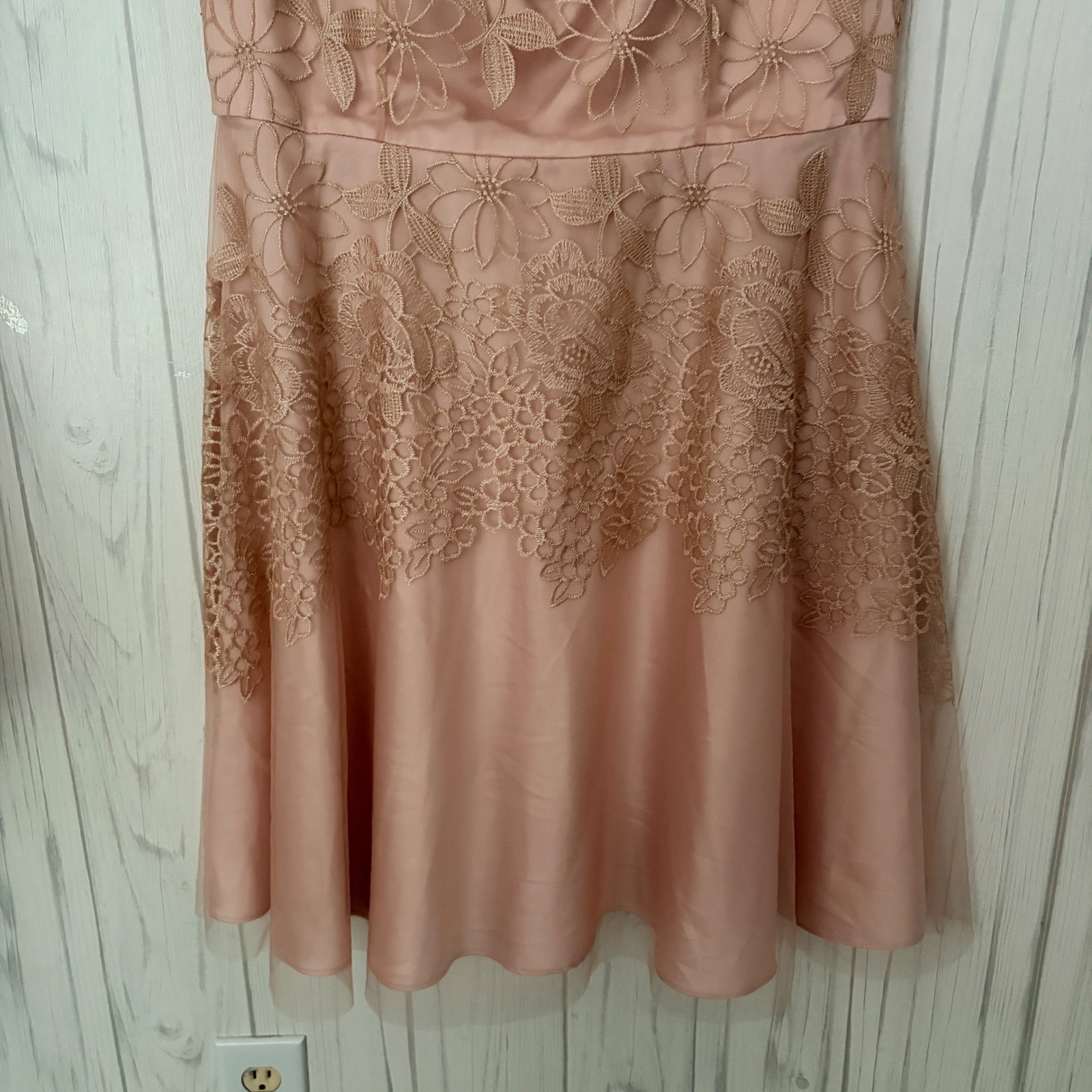 TAHARI ASL Blush Lace Illusion Sleeveless Fit & Flare Cocktail Dress, Size 16