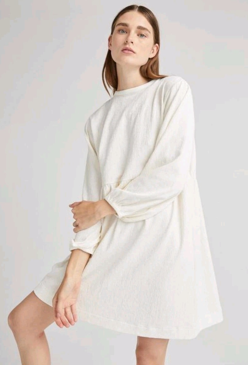 Richer Poorer Womens Bone Size M Cloud Button Up Long Sleeve Shirt Dress Frock