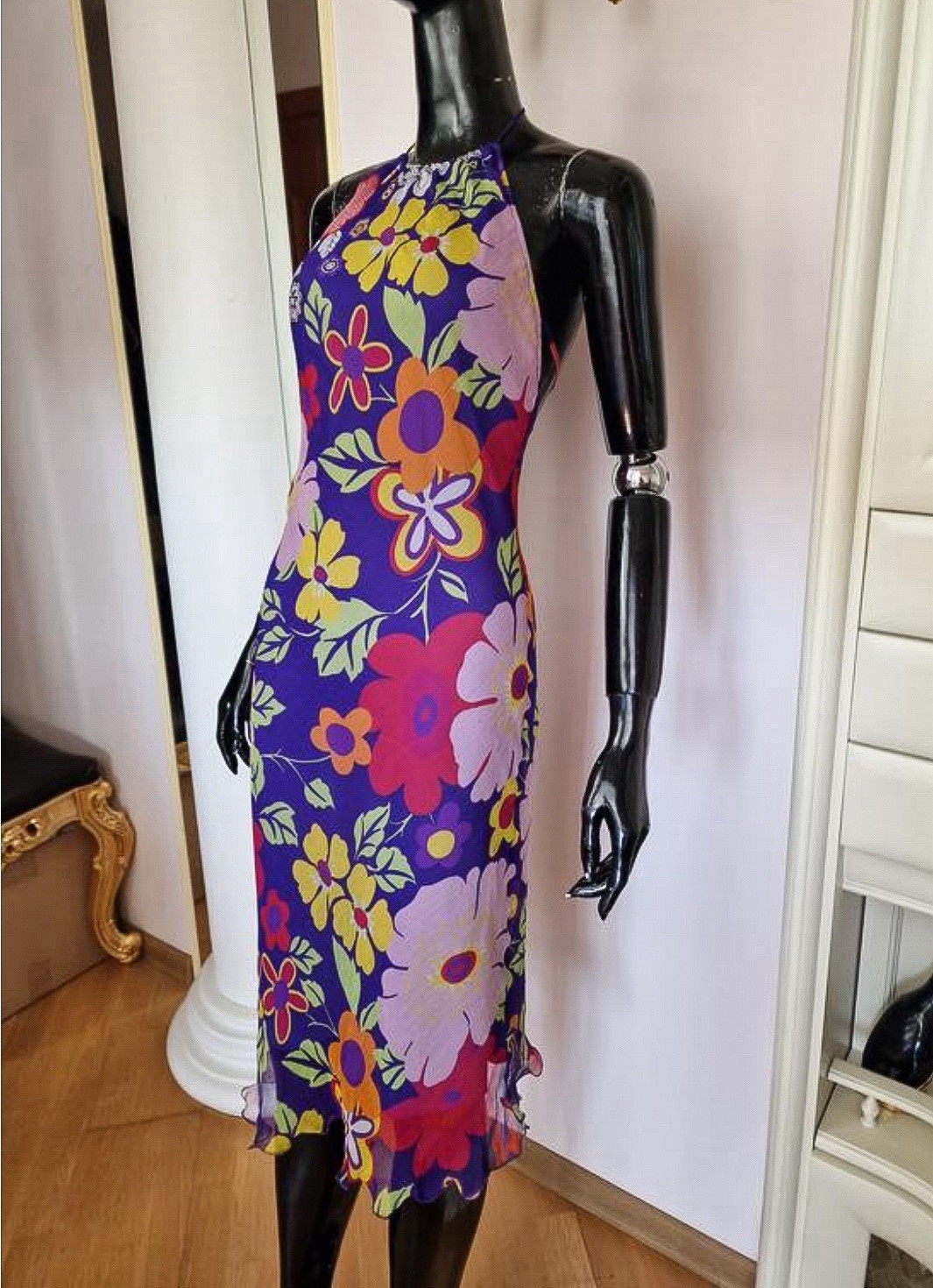 Versace 2000s NEW! Silk Floral Dress, Made In Italy