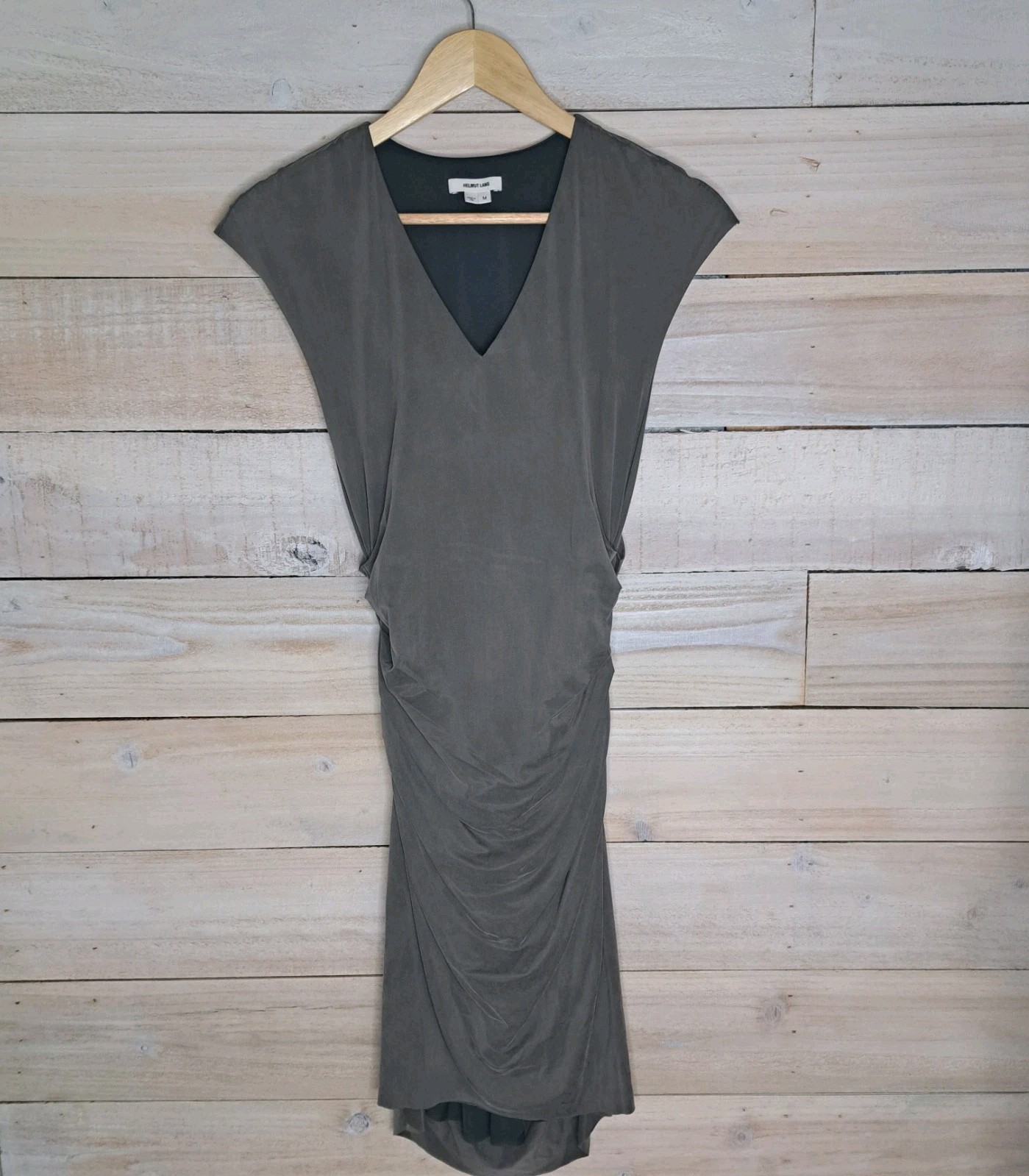 Helmut Lang Women’s Lo-Fi Luxe Med Brushed Concrete Side Ruched Dress In Relic