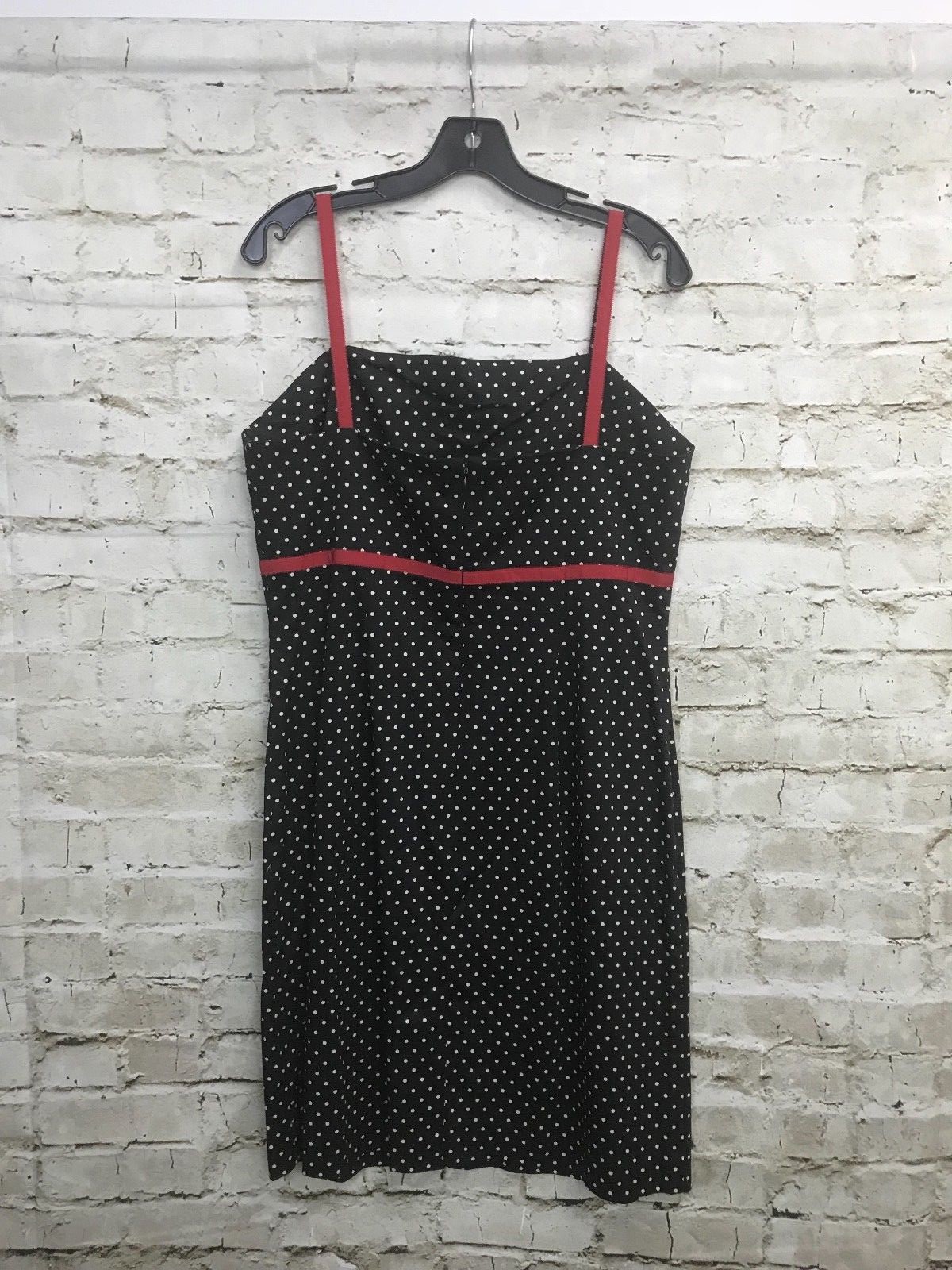 Amanda Smith Black White Polka Dot Sleeveless Optic Sheath Dress Womens Size 14*