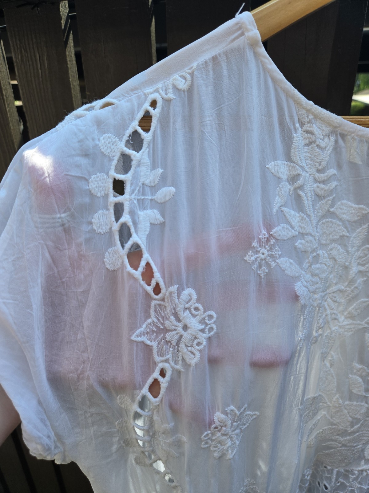 JOHNNY WAS Boho Lace Tunic Mini Dress Ivory Large Crochet Festival Top Sheer