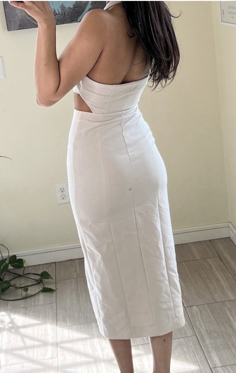 favorite daughter Ivory Button Up Halter Dress With Cutout Size 12 NWT