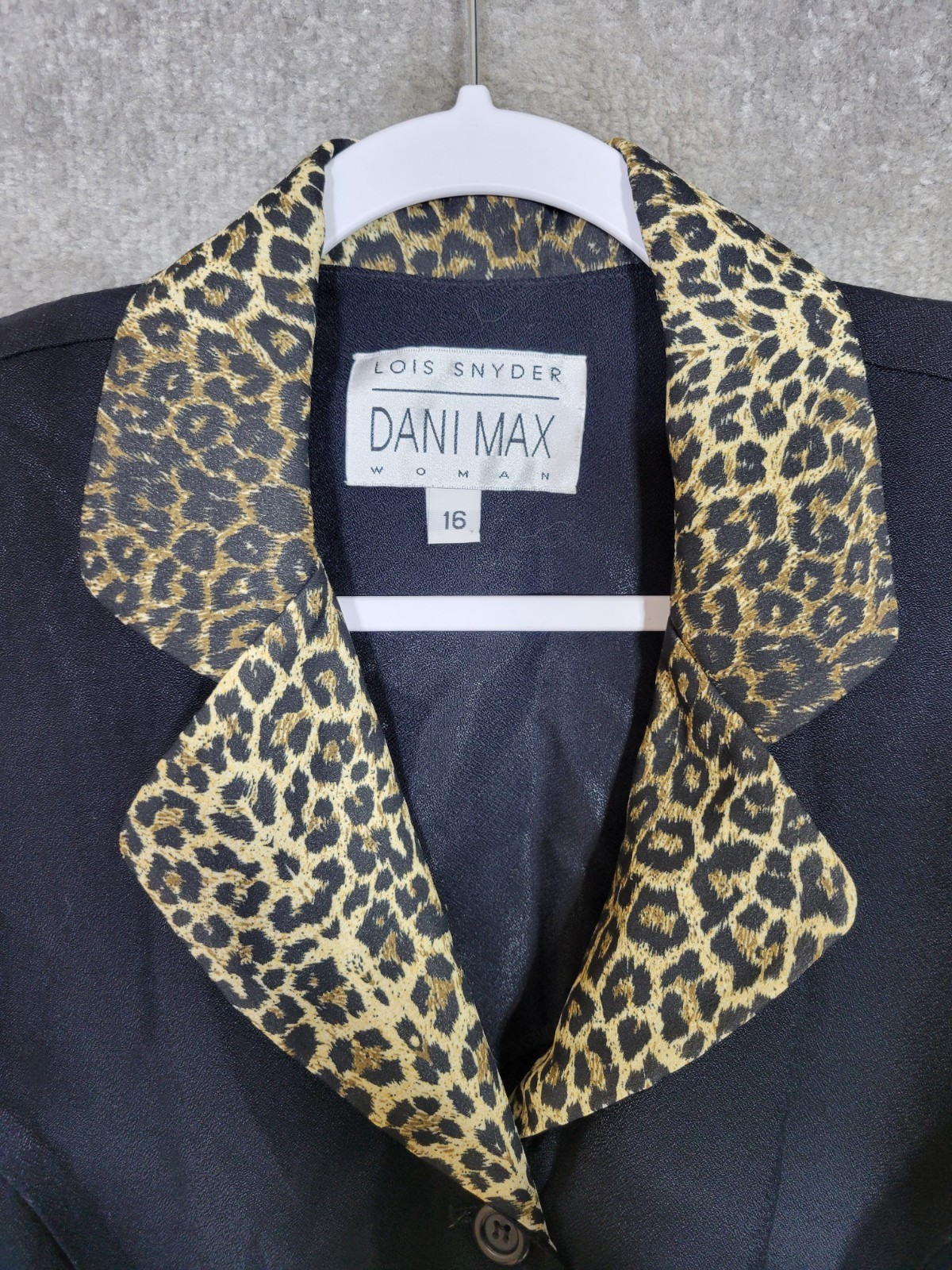 Lois Snyder Dani Max Button Up Maxi Dress Womens Sz 16 Black Animal Print Collar