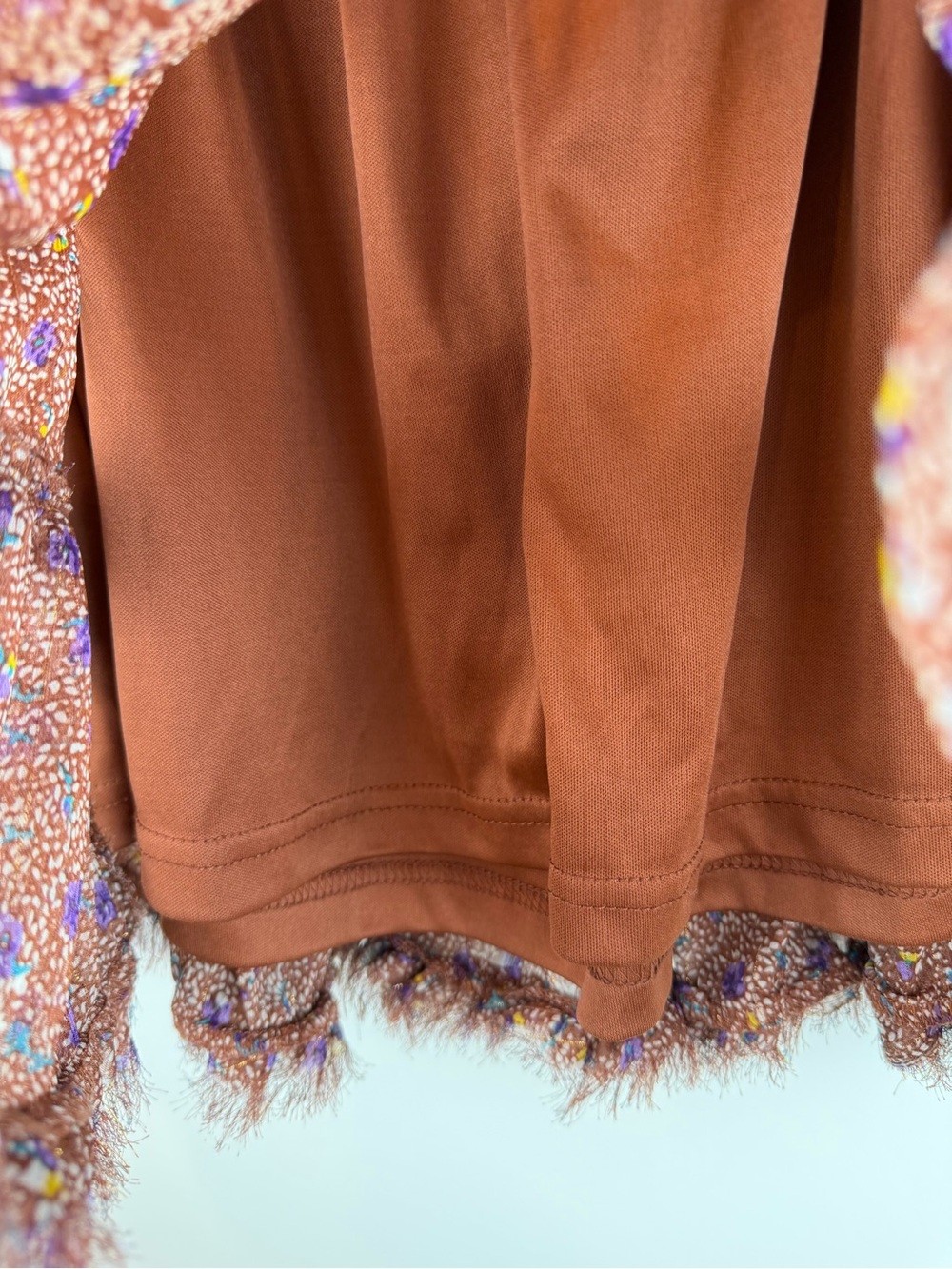 Baevely Brown, Tan and Blue Floral Mini Dress Size Small