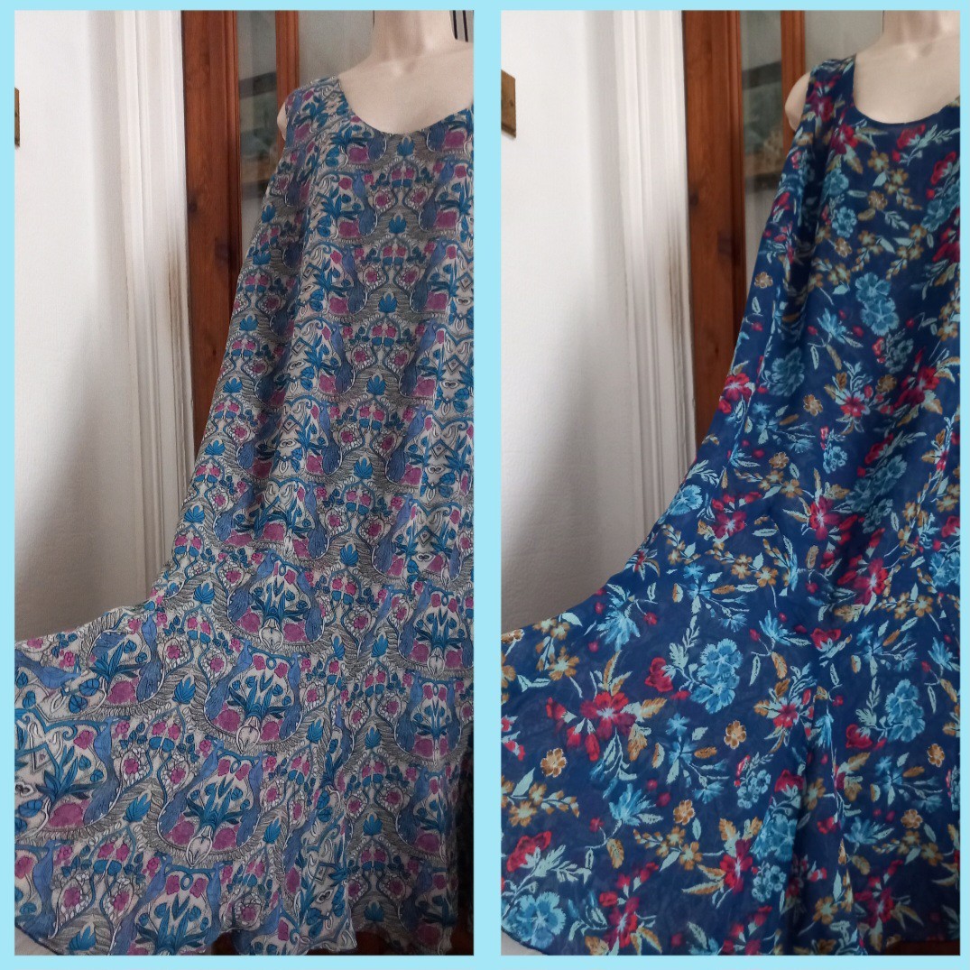 VTG Look Double Layer Chiffon Reversible Midi Dress Size 18 20 Boho Hippy