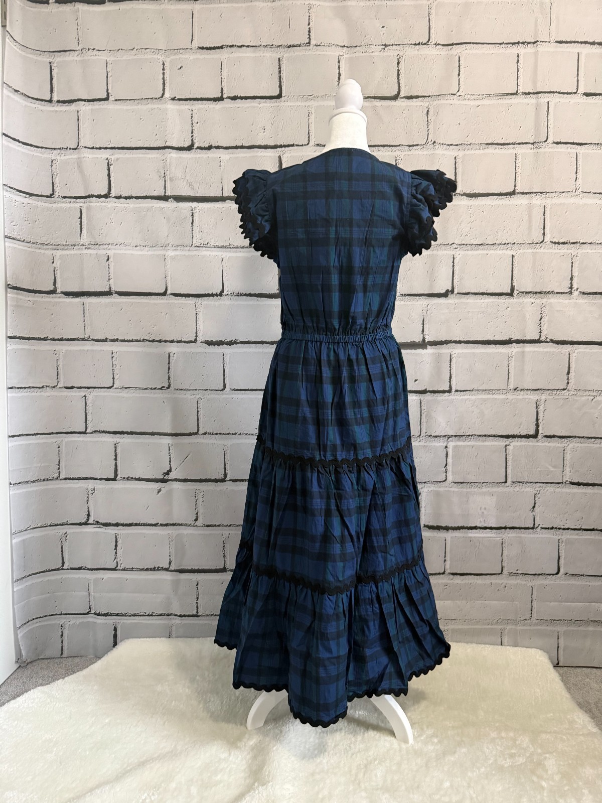 NWT STS Sail to Sable Blackwatch Plaid Cotton Tiered Maxi Dress S