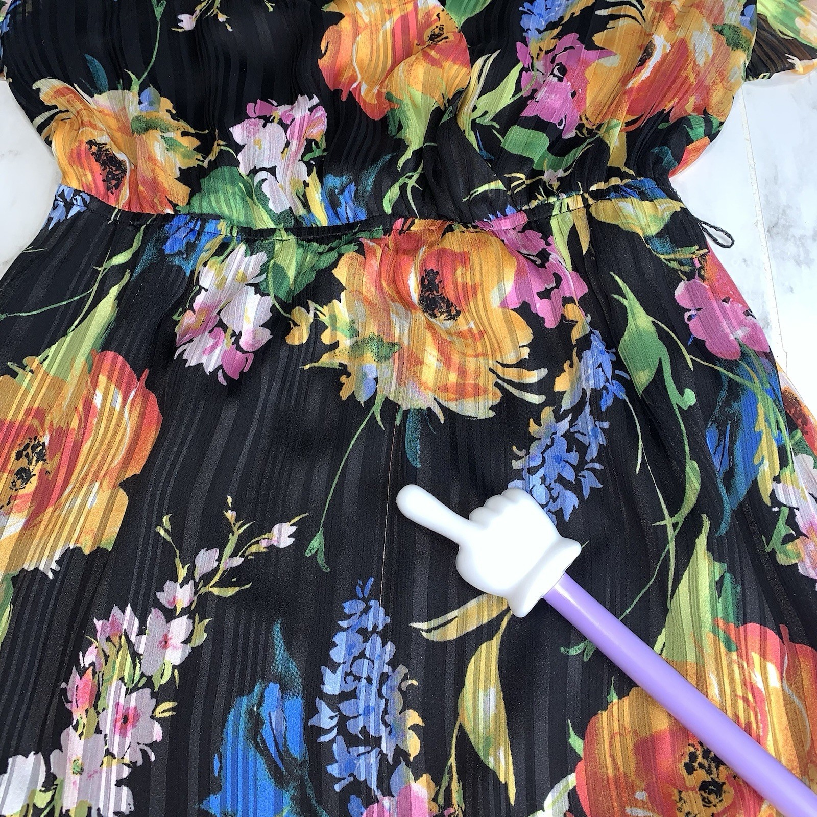 Sam Edelman Ankle Length V-Neck Maxi Silhouette Flutter Sleeve Floral Dress Sz 0