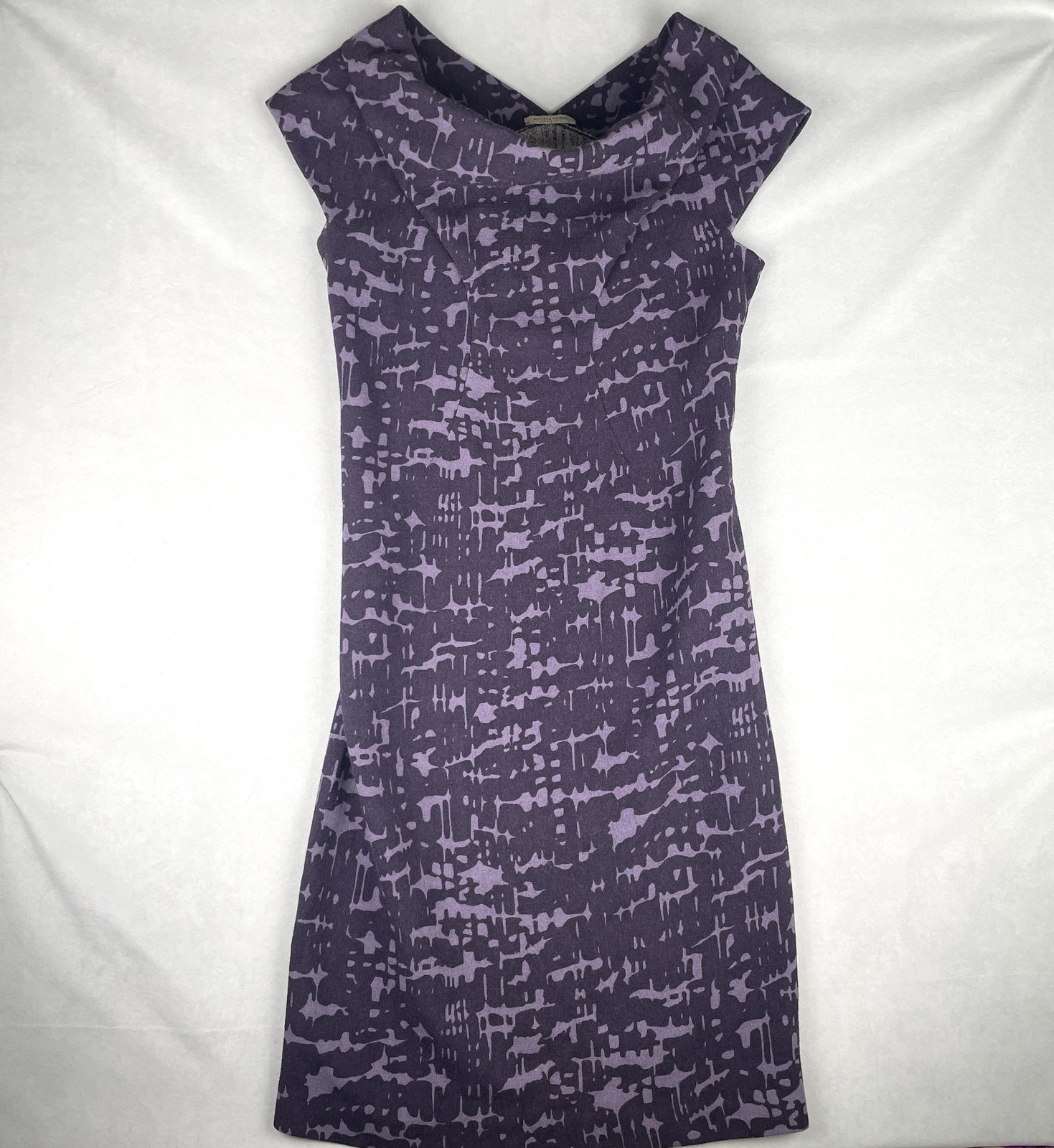 Bottega Veneta Dress Womens Small Purple Wool Made In Italy Sheath Cowl Neck EUC