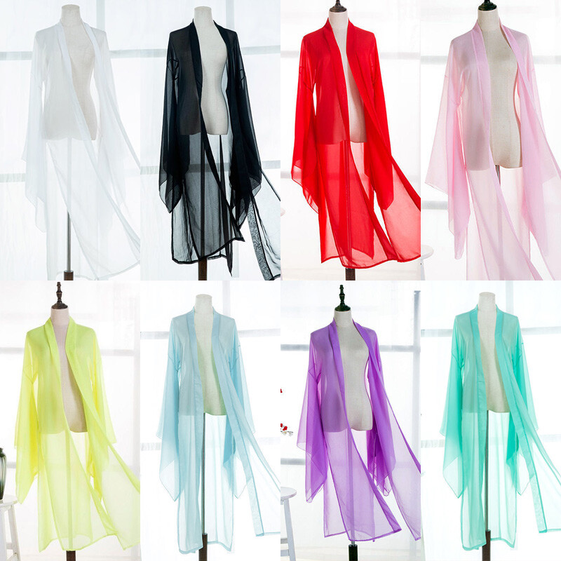 Hanfu Cardigan Ancient Chinese Long Sleeve Shirts Chiffon Coat Dance Clothing
