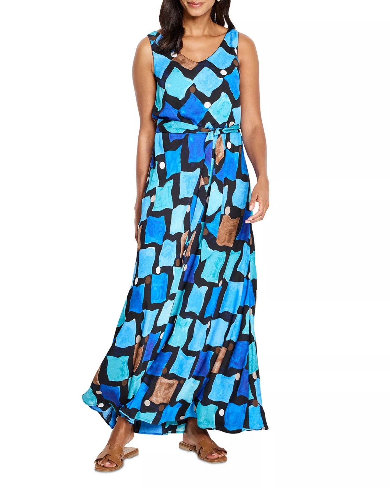 198$ NIC+ZOE Sea Glass Bianca Maxi Dress Women’s Size S Turquoise Aqua