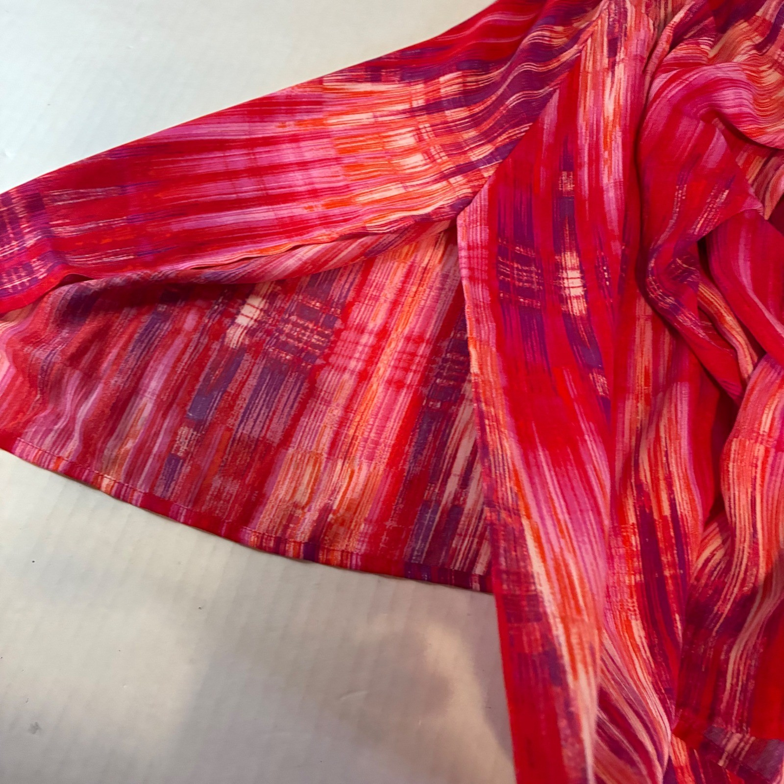 N Natori Illusions Abstract V-Neck Maxi Dress Pink Purple Red 2X GN3351 NEW