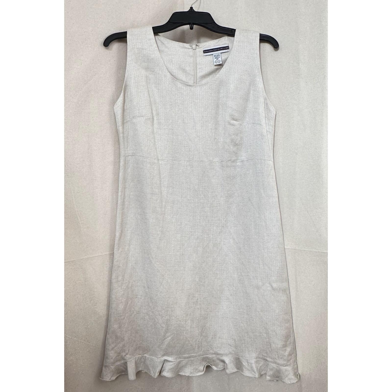 Amanda Smith Petites Linen Blend Mini Dress Ruffle Hem 8P Clean Girl Beachy READ