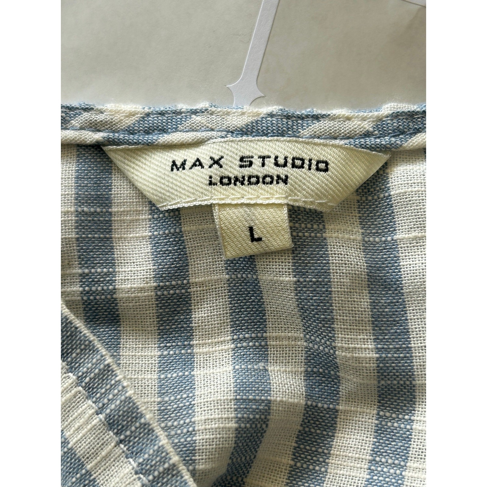 Max Studio blue white striped cotton blend dress stretch Large Beachy coastal