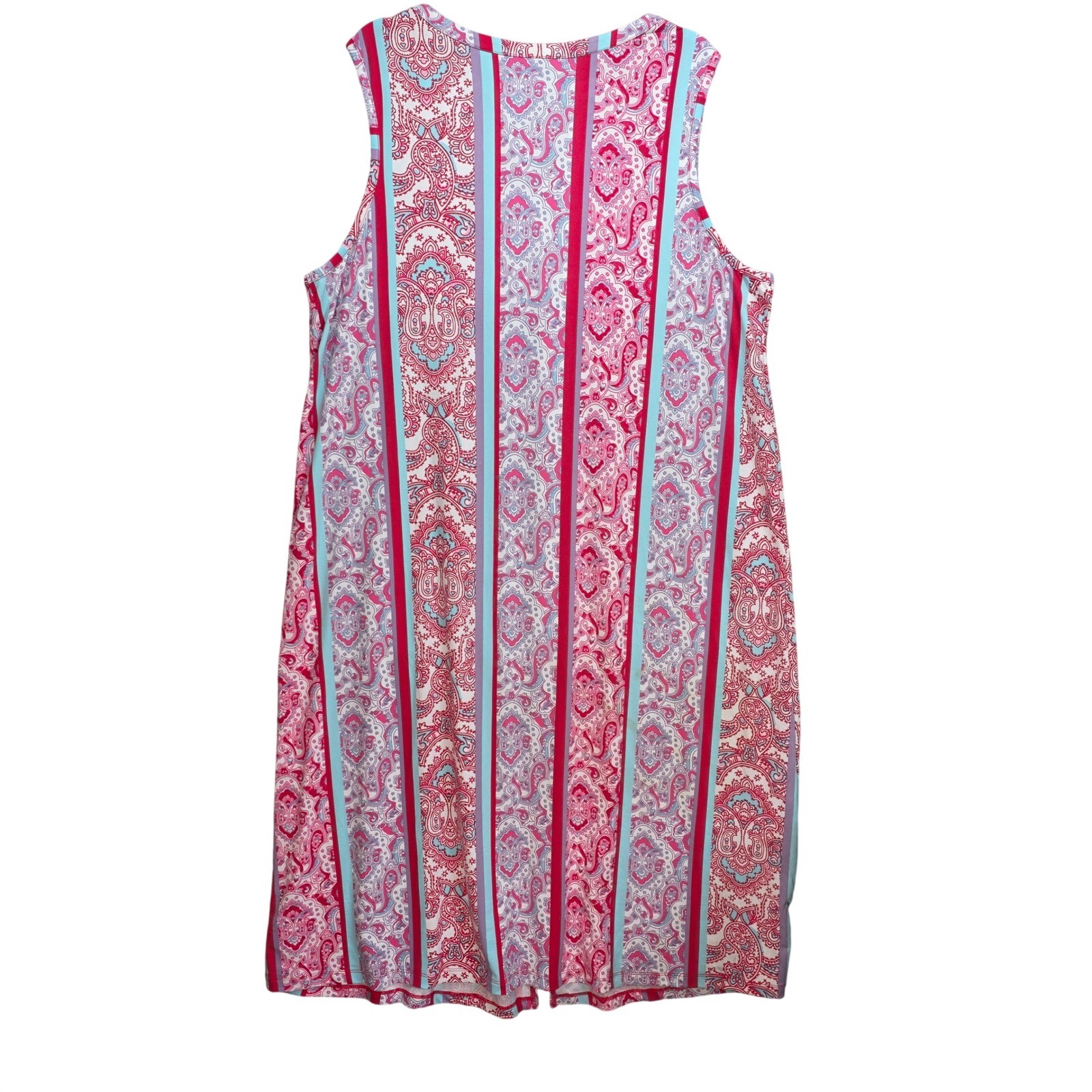 Comfort Code by Cuddl Duds Pink Paisley Stripe Sleeveless Pocket Lounge Dress XL