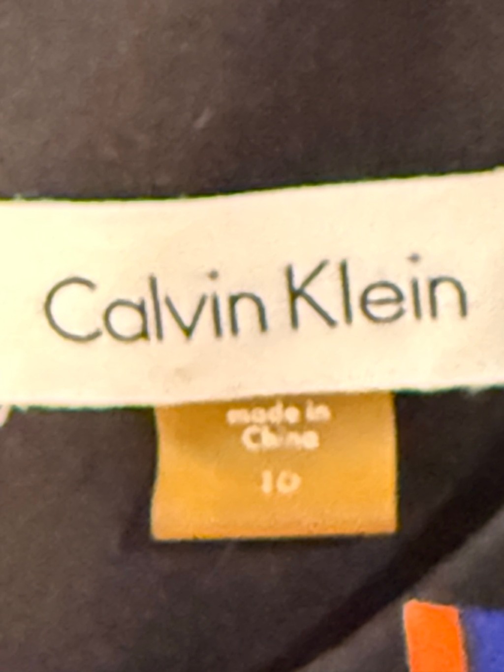 Calvin Klein Black Multi-color Sleeveless Sheath Dress Size 10