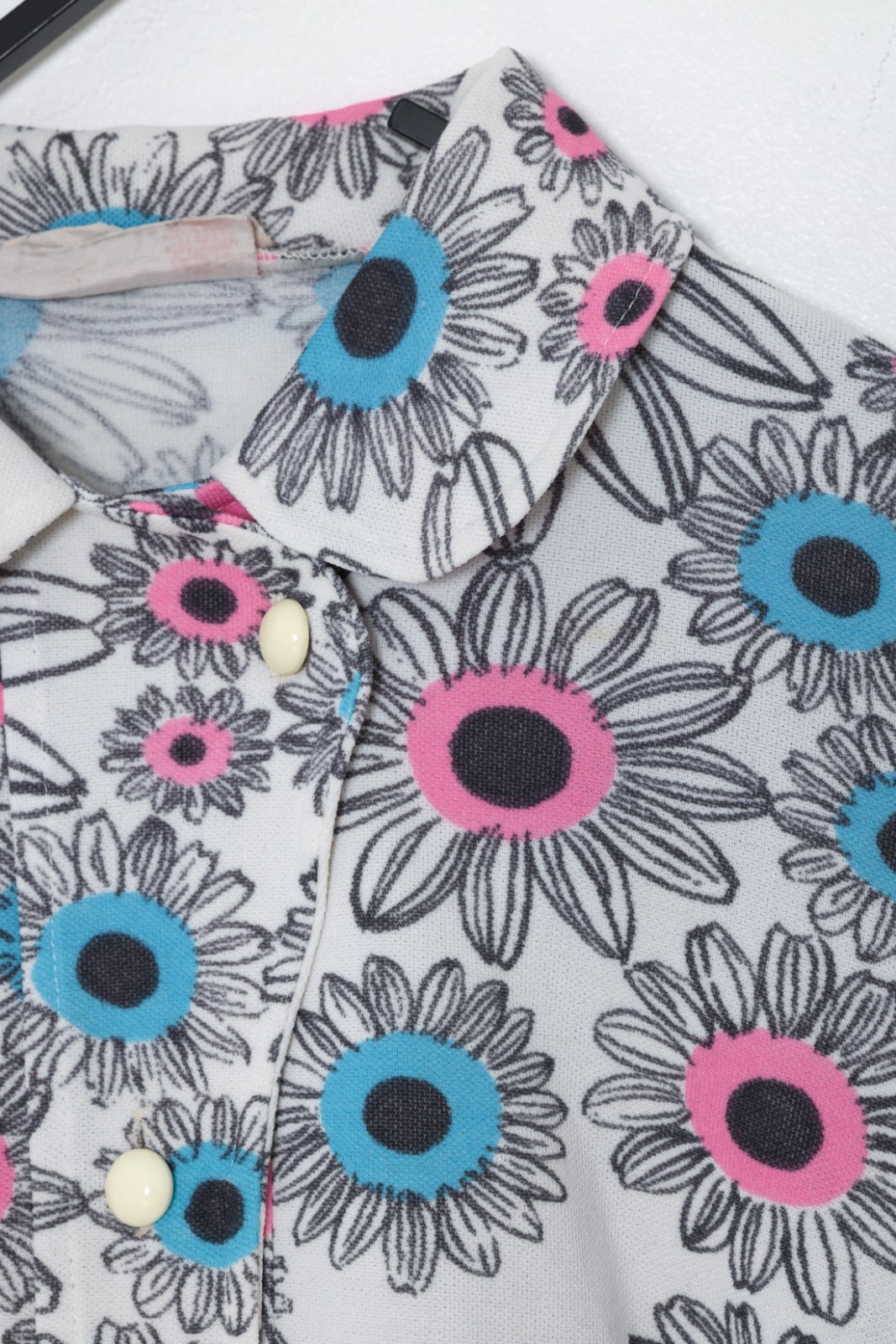 1970s, Finnish Printed Leisure Shift Dress, Psychedelic Daisy Motif