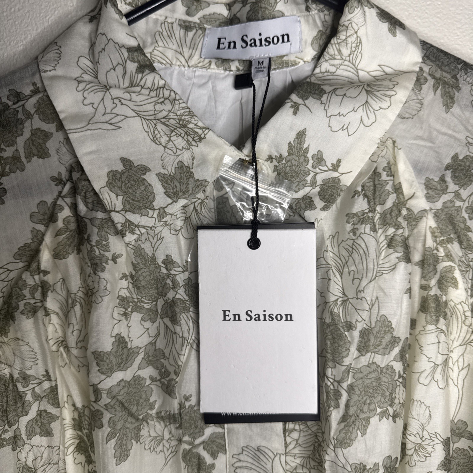 En Saison Mindy Floral Belted Puffed Sleeve Shirtdress