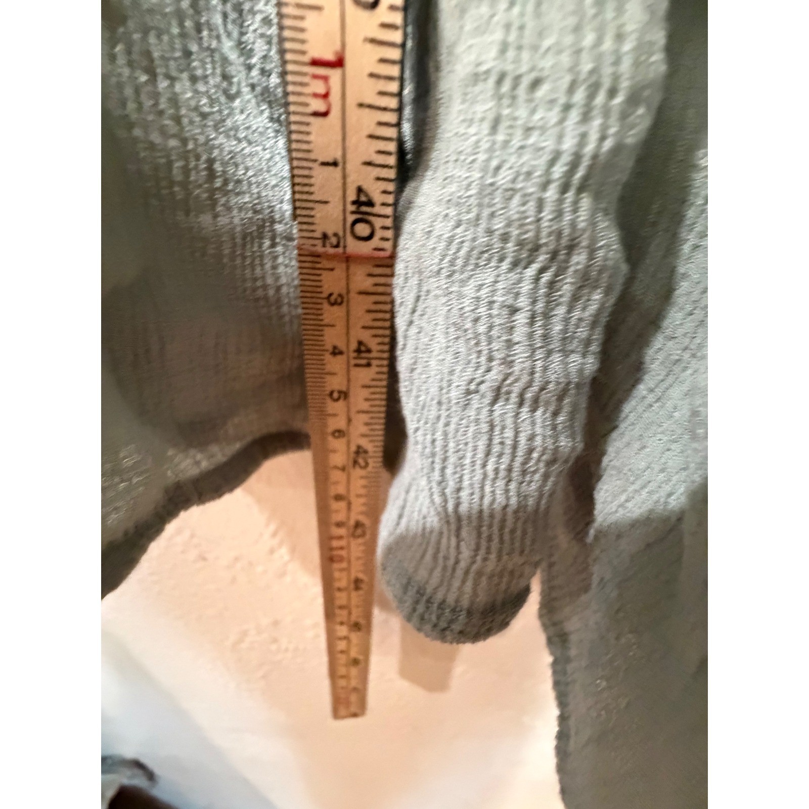 Sweet Wanderer Sage Green Tiered Midi Dress Short Puff Sleeve Tie Neck M EM6066