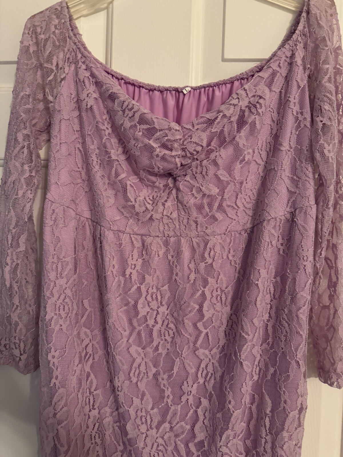Long Purple Lace Maternity Photo Shoot Dress Size L – NWOT