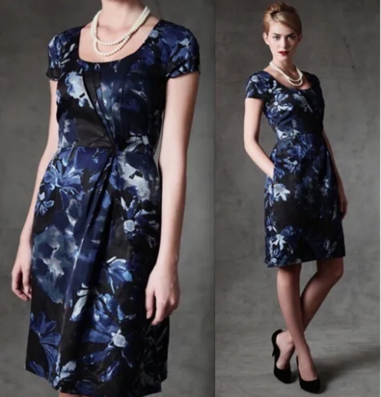 Banana Republic Mad Men Collection Blue Begonia Dress Size 4