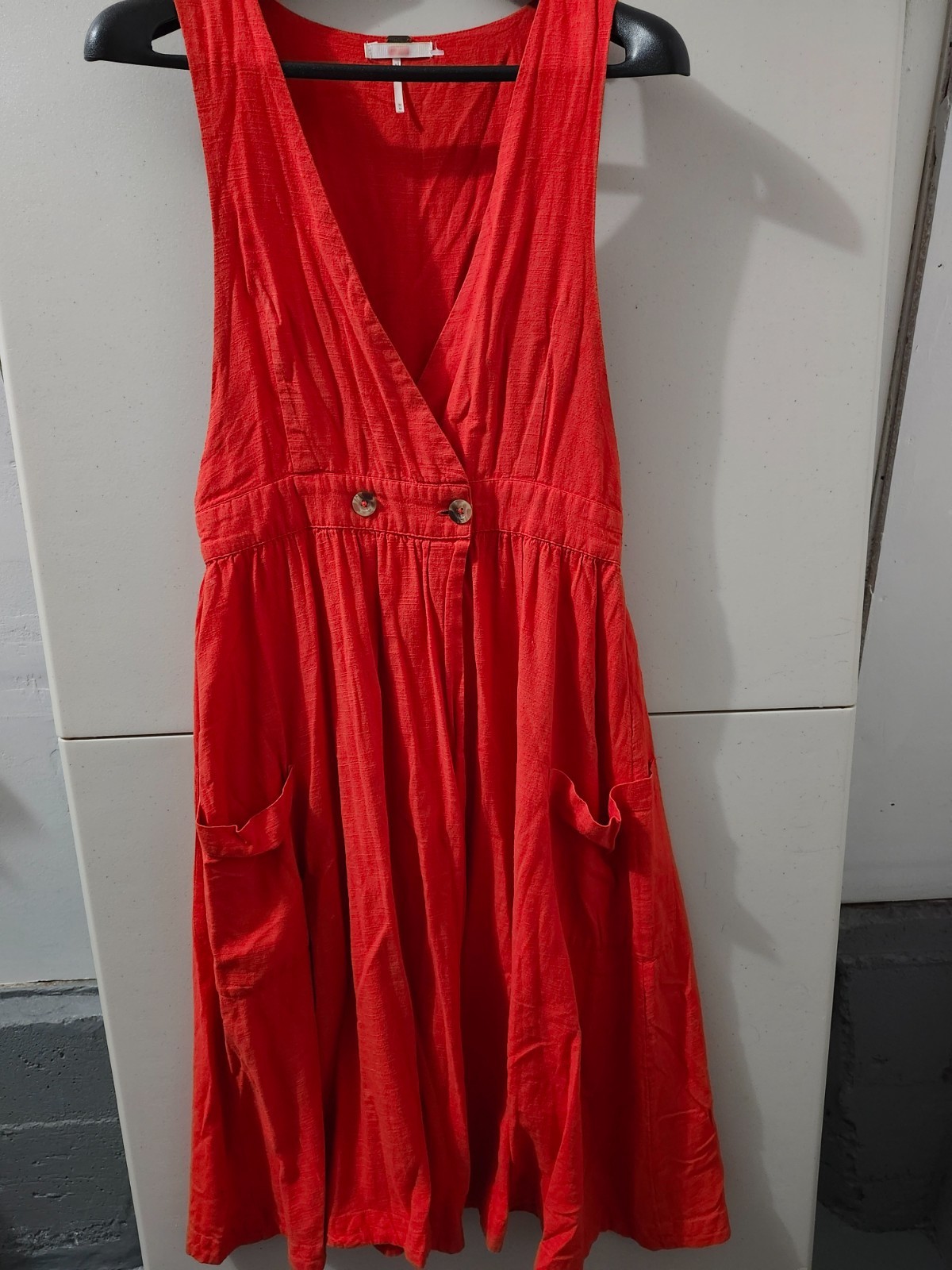 Free People Dress Womens M Red Diana Wrap Midi Maxi Flare Sleeveless Plunge Boho