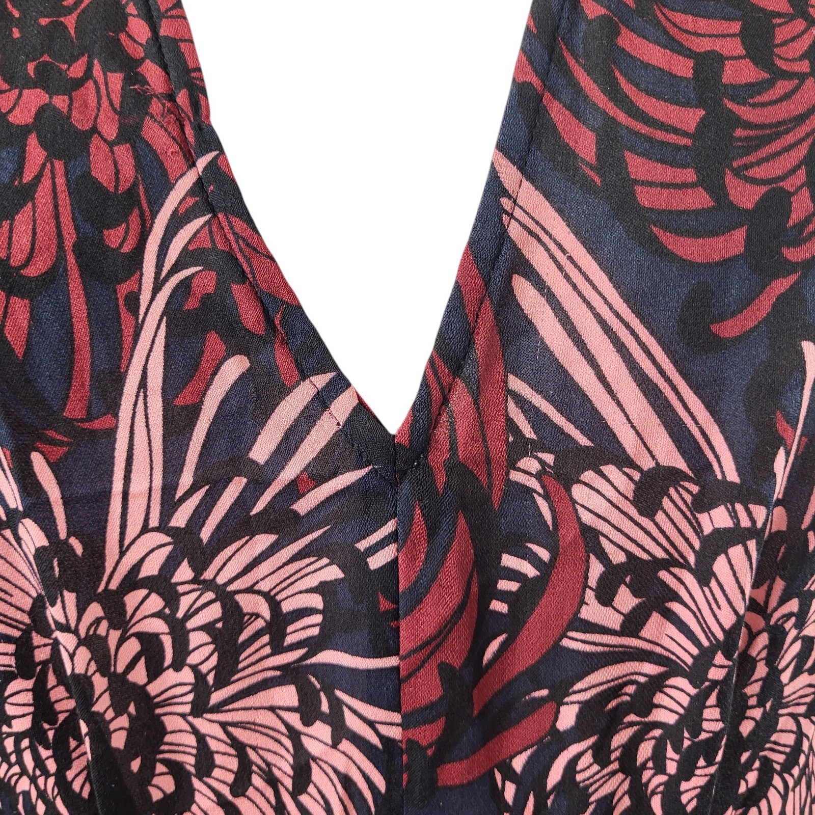 A.L.C. Size 4 RTR Bailey 100% Silk Midi Dress V-Neck Front Slit Floral Print